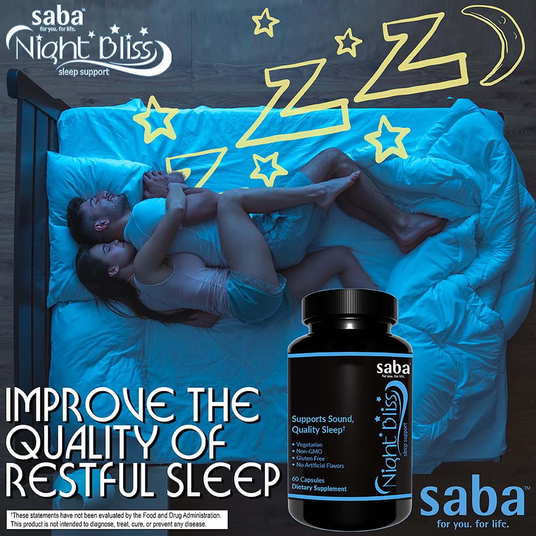 Saba Night Bliss Natural Sleep Aid Capsules, 60 Count