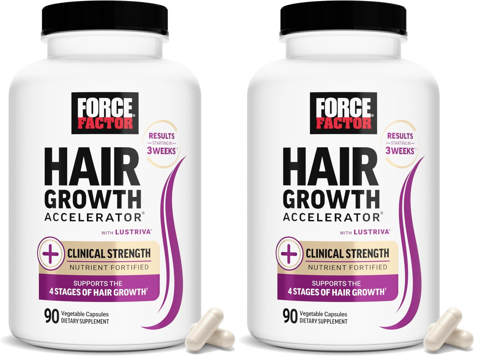 Force Factor Hair Growth Accelerator Multivitamin with Lustriva Capsules, 180 Count