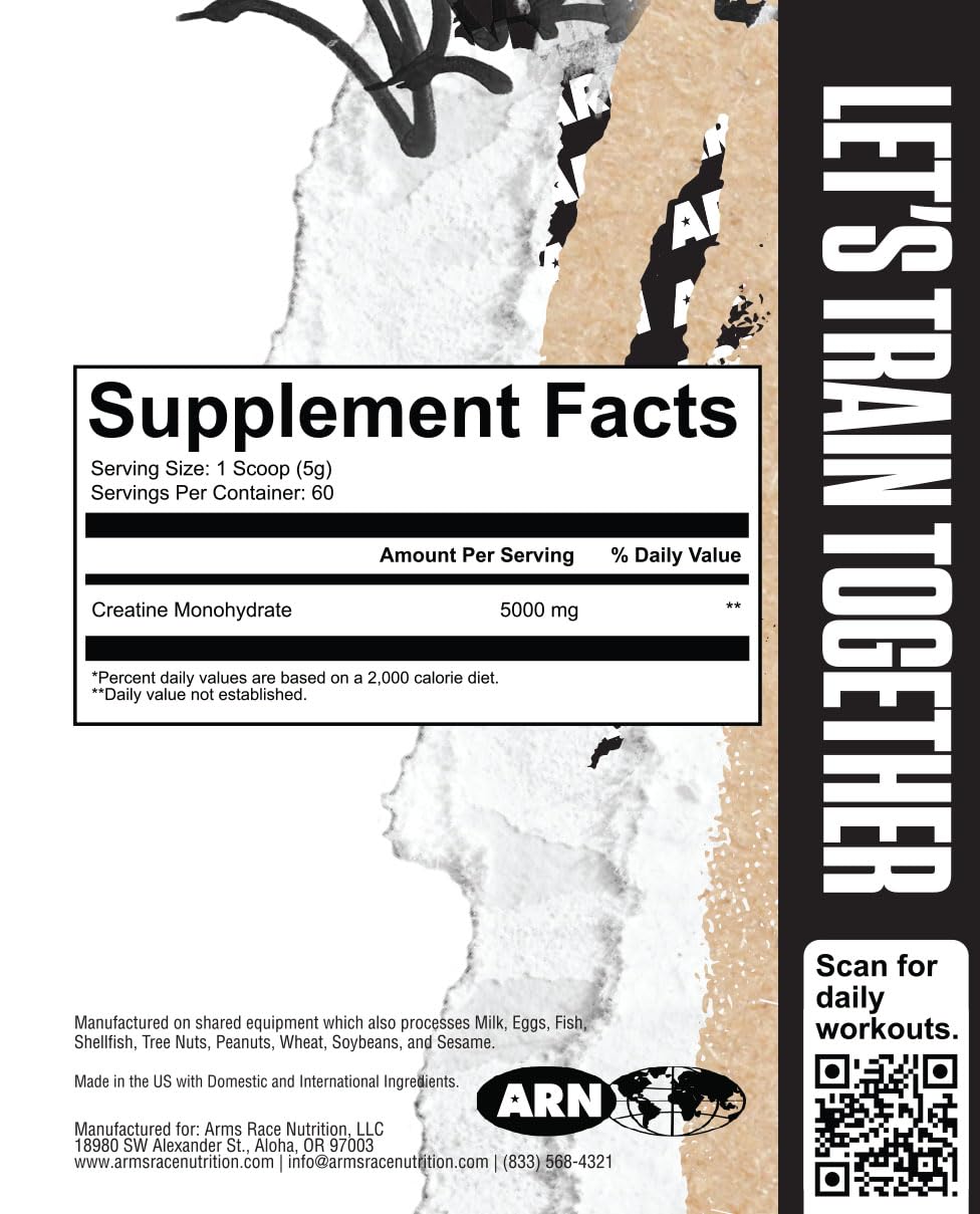 Arms Race Nutrition Creatine Monohydrate Powder 10.58 Ounce