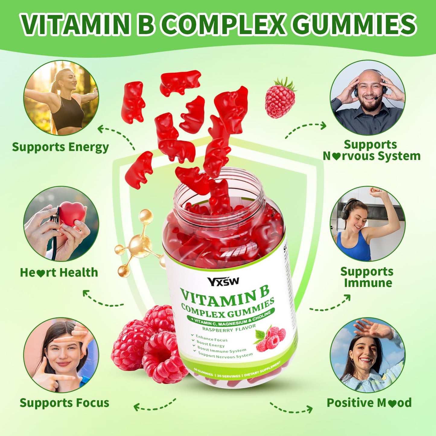 YXSW Vitamin B Complex Gummies 60 Count