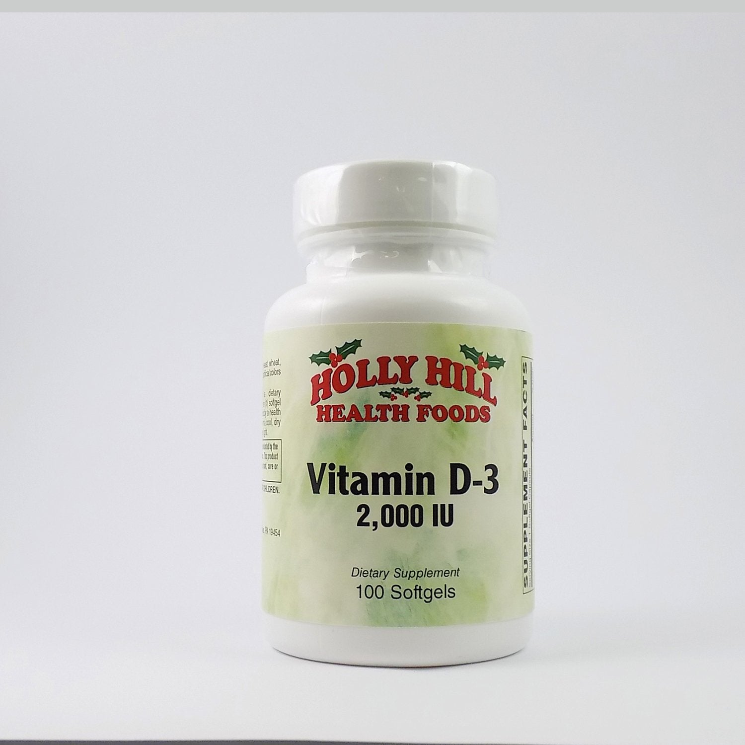 Holly Hill Health Foods Vitamin D3 2000 IU Capsules, 100 Capsules