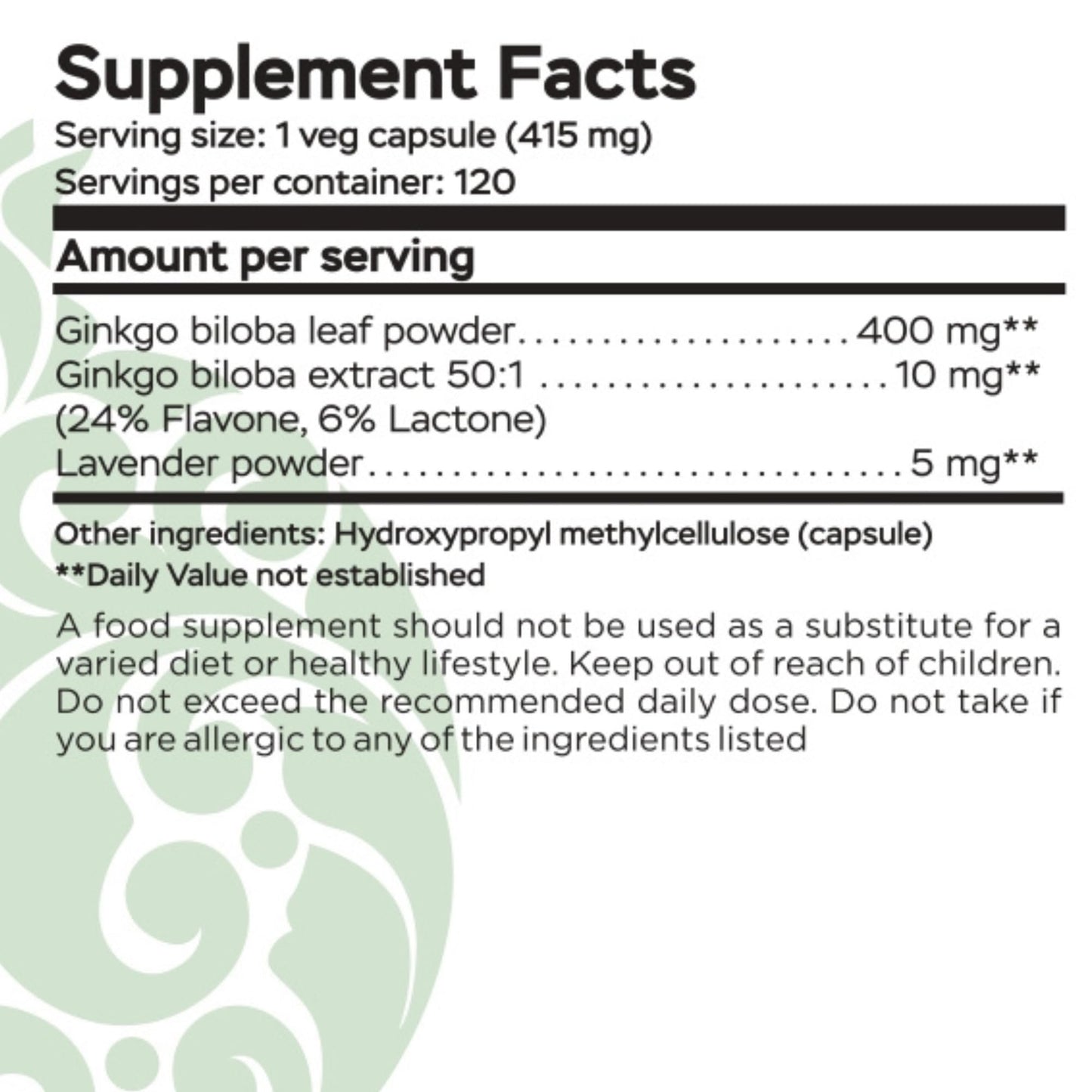 RaDoTech Ginkgo Biloba Capsules 120 Count