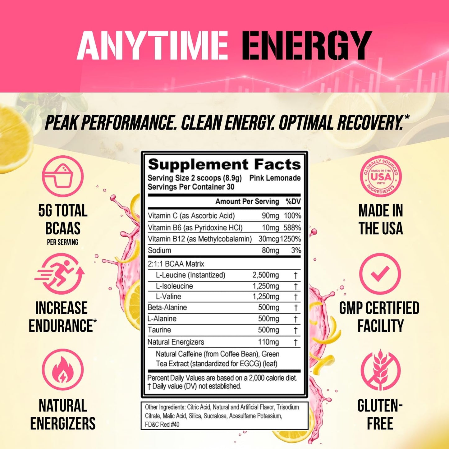 Evlution EVL BCAAs Amino Acids Powder Pink Lemonade 9.42