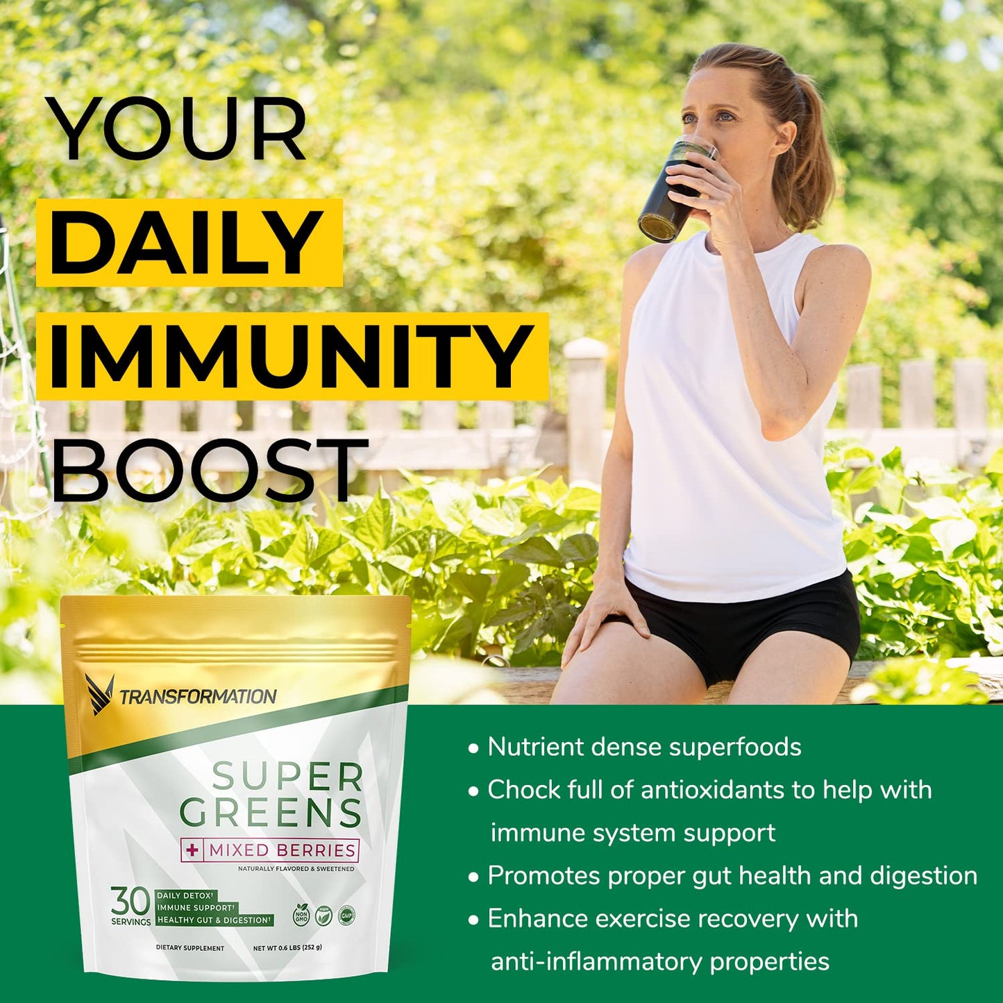 SPR BODY Transformation Super Greens Superfood Green Juice Powder 5.7 Ounces