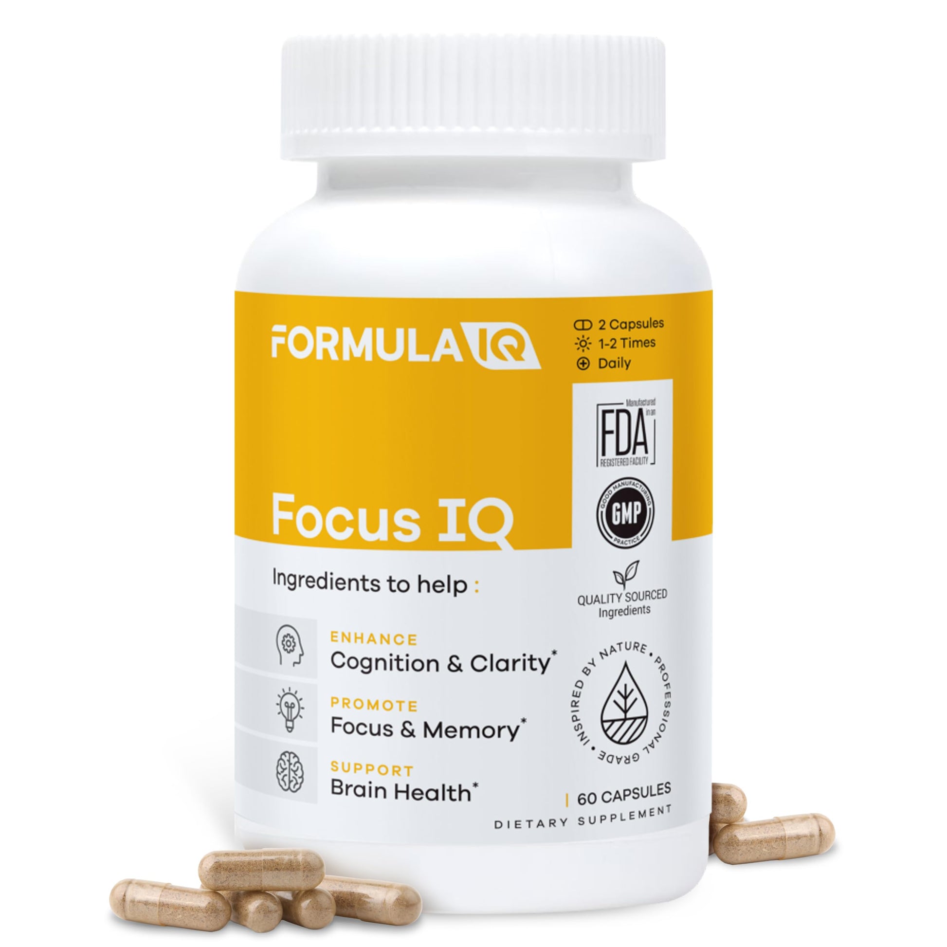 FIQ Formula IQ Focus IQ Brain Supplements for Memory and Focus 60 Capsules
