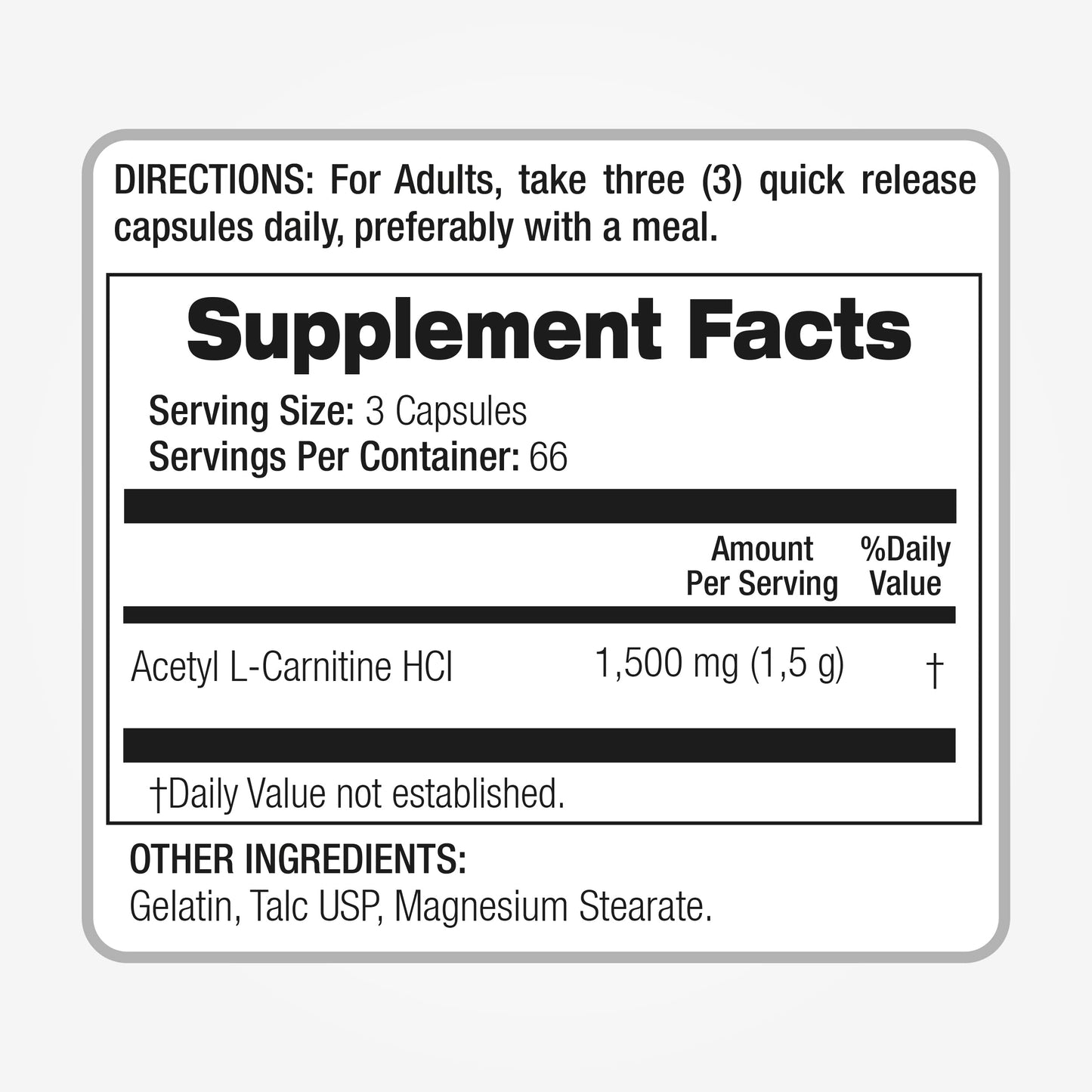 FITO MEDIC'S Acetyl L-Carnitine Supplement, 200 Capsules