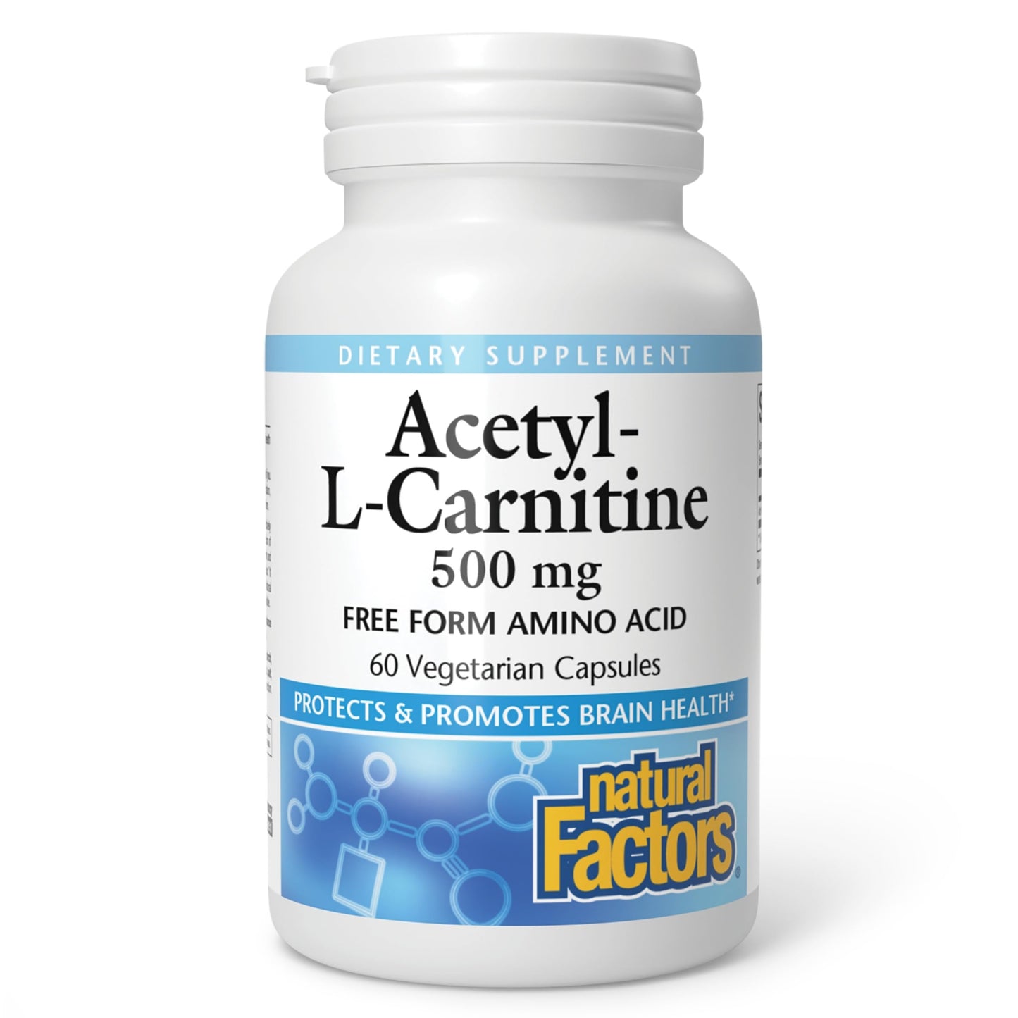Natural Factors Acetyl L-Carnitine 500 mg Capsules, 60 Count