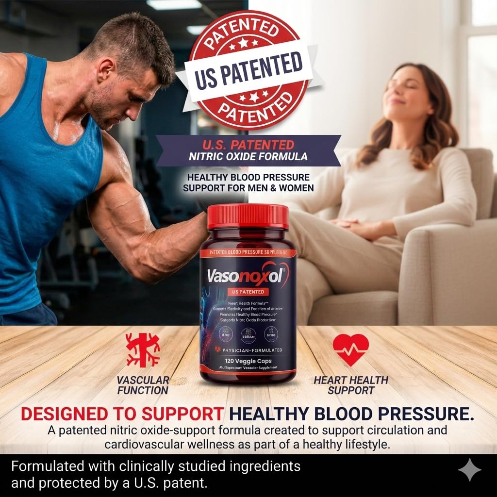 Panoxol Vasonoxol U.S. Patented Nitric Oxide Supplement for Blood Pressure Support Capsules, 120 Count