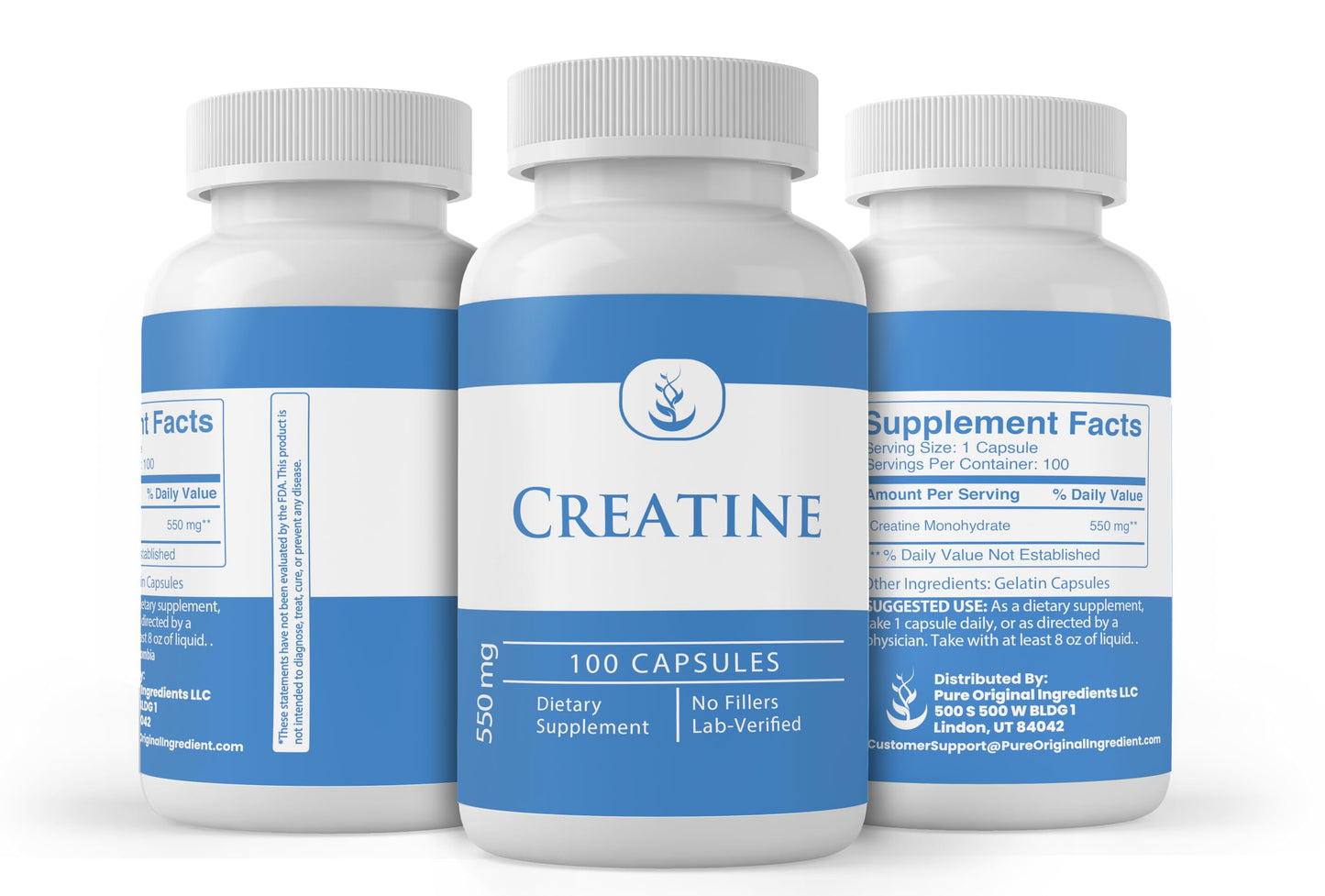 Pure Original Ingredients Creatine Monohydrate Capsules, 100 Count