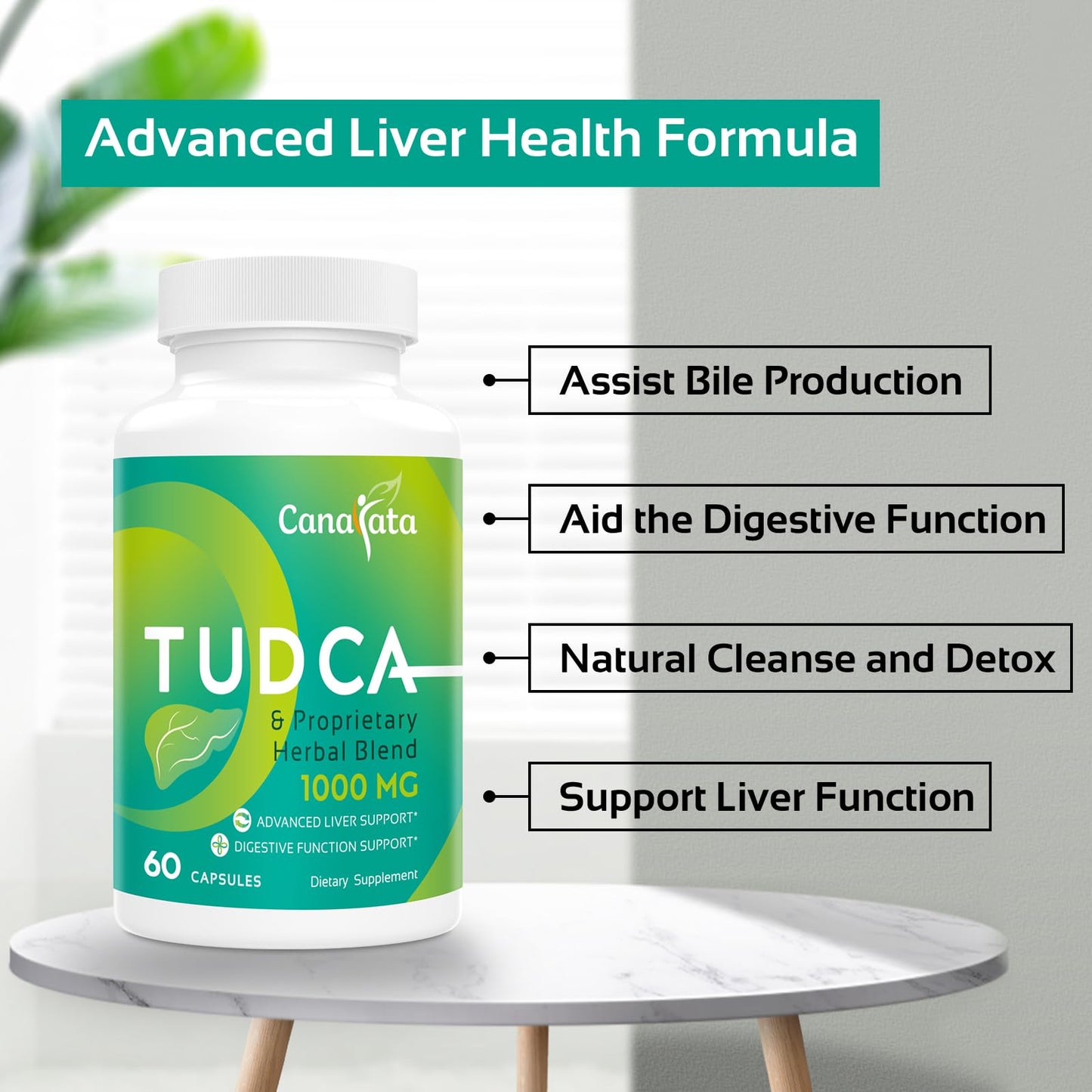 Canarata TUDCA Liver Support Supplements 1000mg Capsules 120