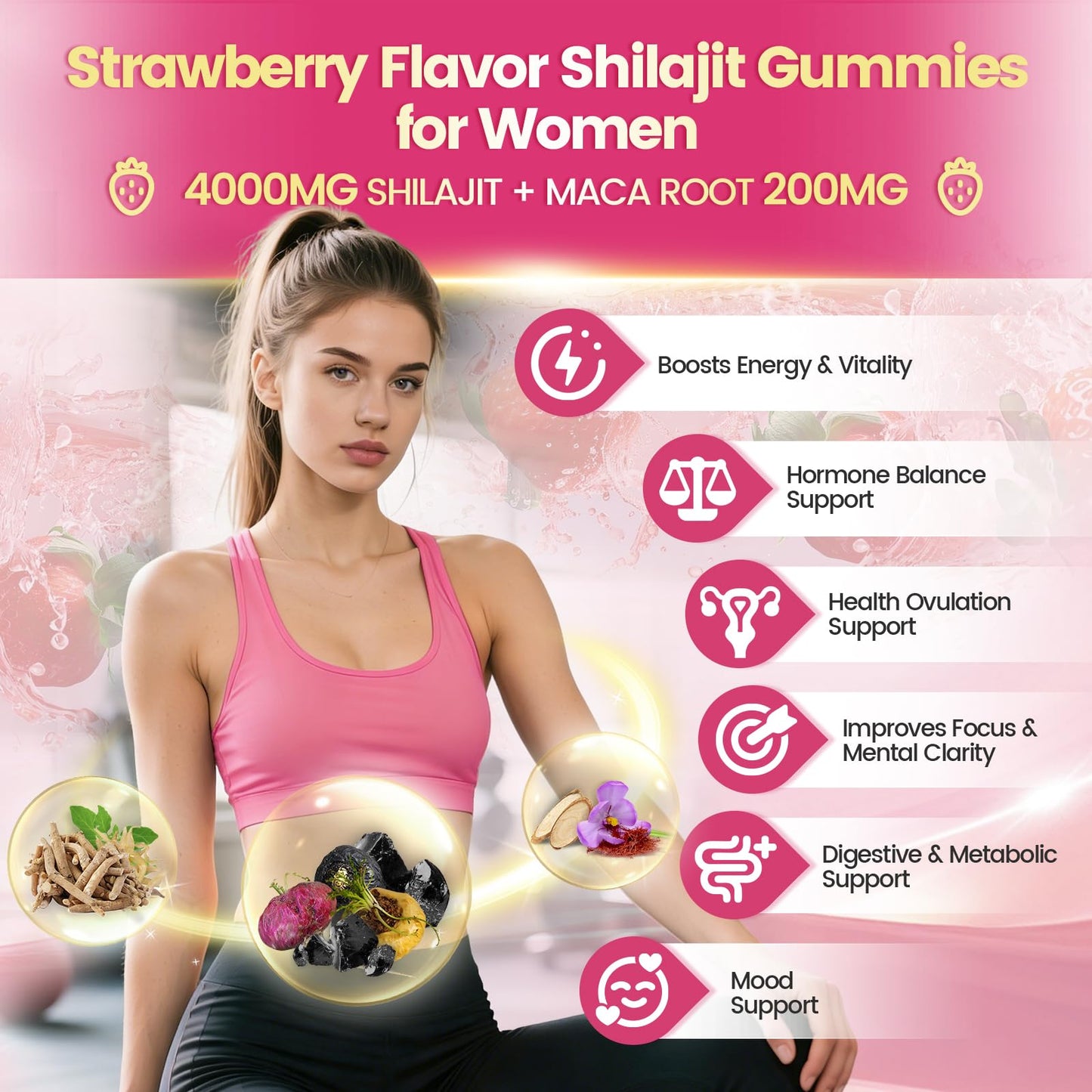 VivoNu Himalayan Shilajit Gummies with Ashwagandha & Gokshura, 60 Gummies