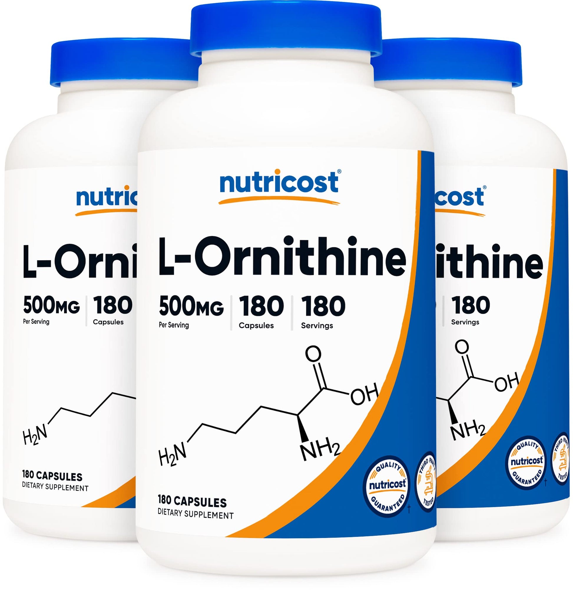 Nutricost L-Ornithine 500mg Capsules, 3 Bottles