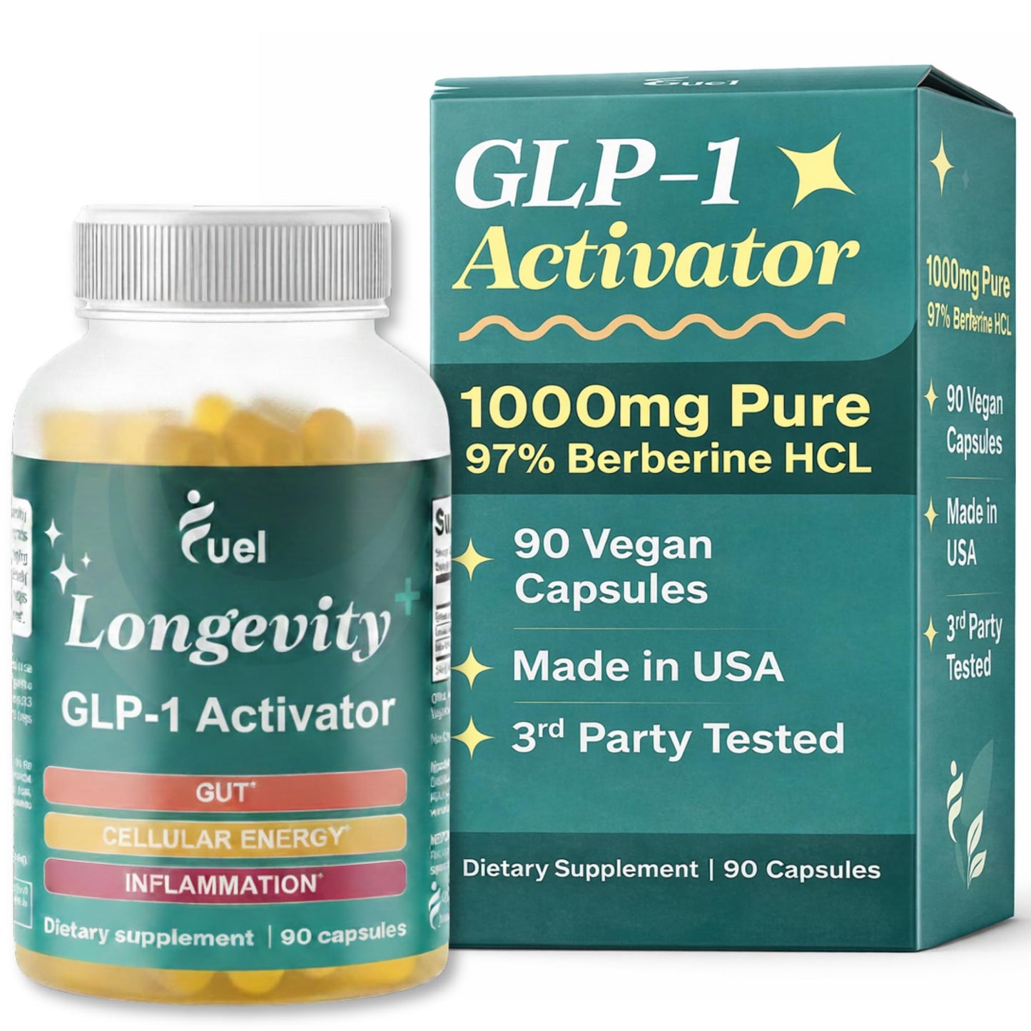 Fuel Natural Liposomal Berberine HCL Supplement Capsules, 1000mg, 90 Count