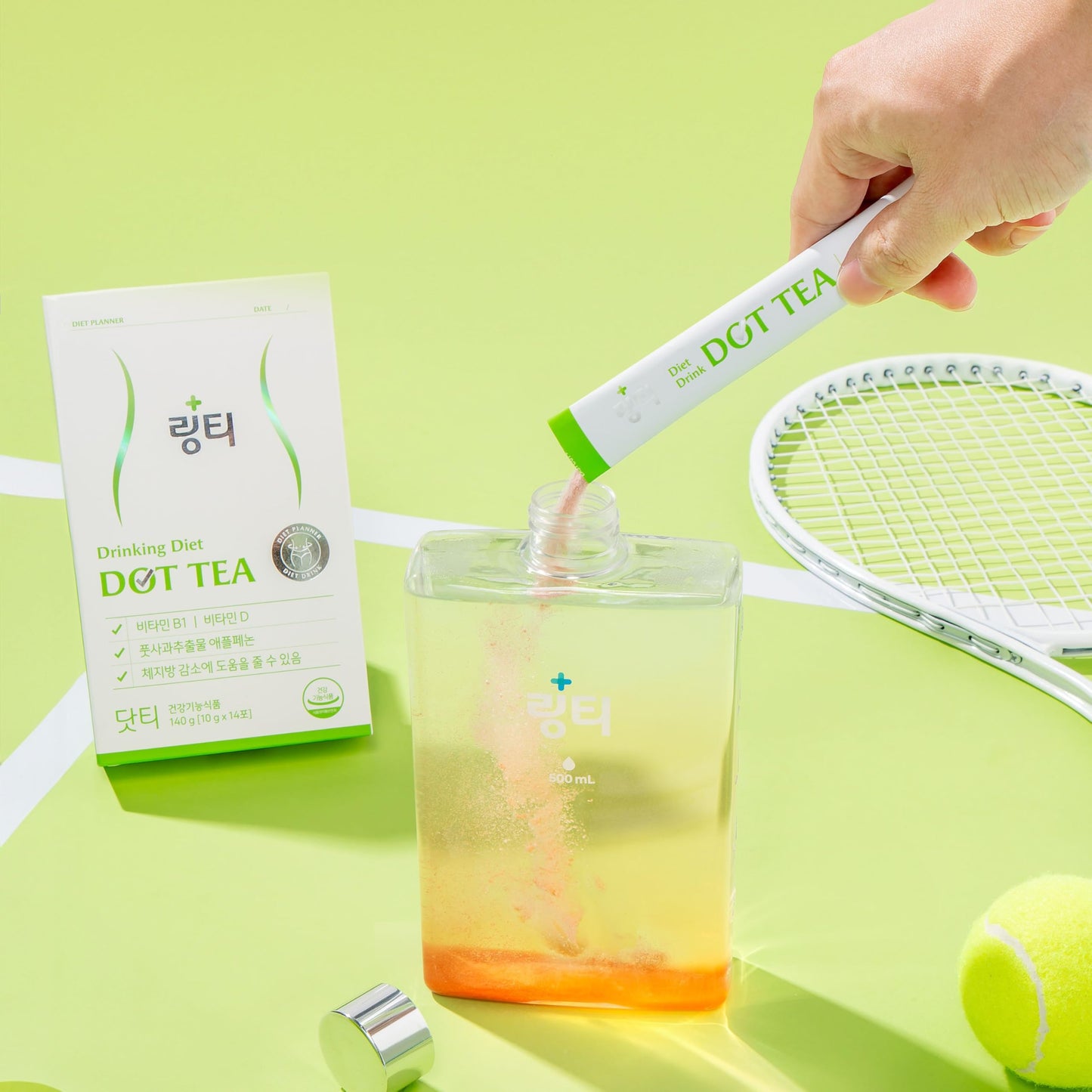 LINGTEA Dot Tea Green Apple Powder, 14 Packets