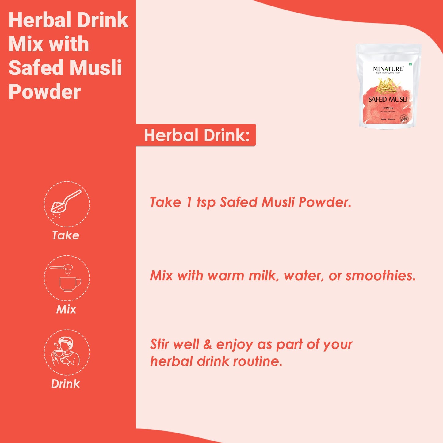 minature Safed Musli Powder (Chlorphytum Borivillianum) Powder, 8 oz