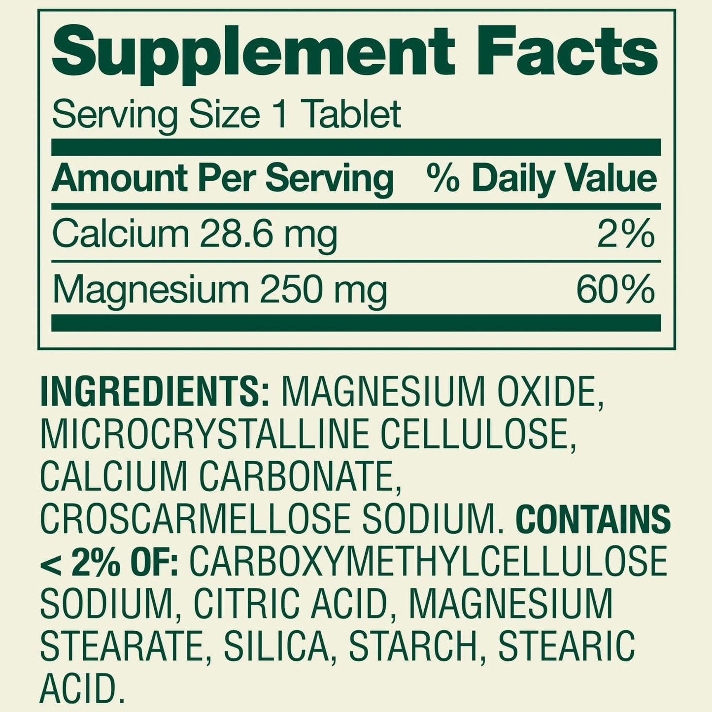 Generic Magnesium Oxide 250 mg Tablets, 100 Count