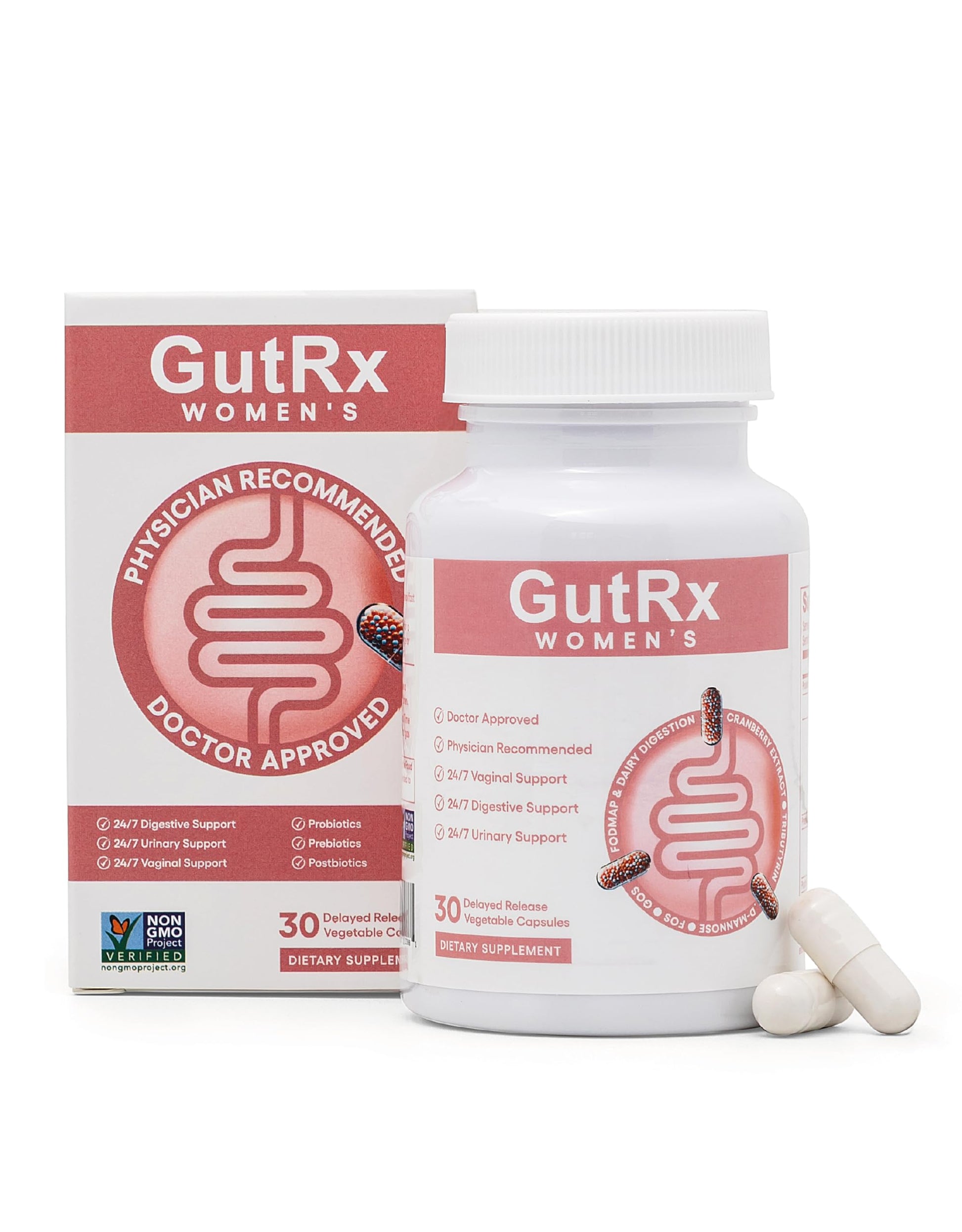 GutRx Women's Probiotic with Cranberry, D-Mannose & Prebiotics 30 Capsules