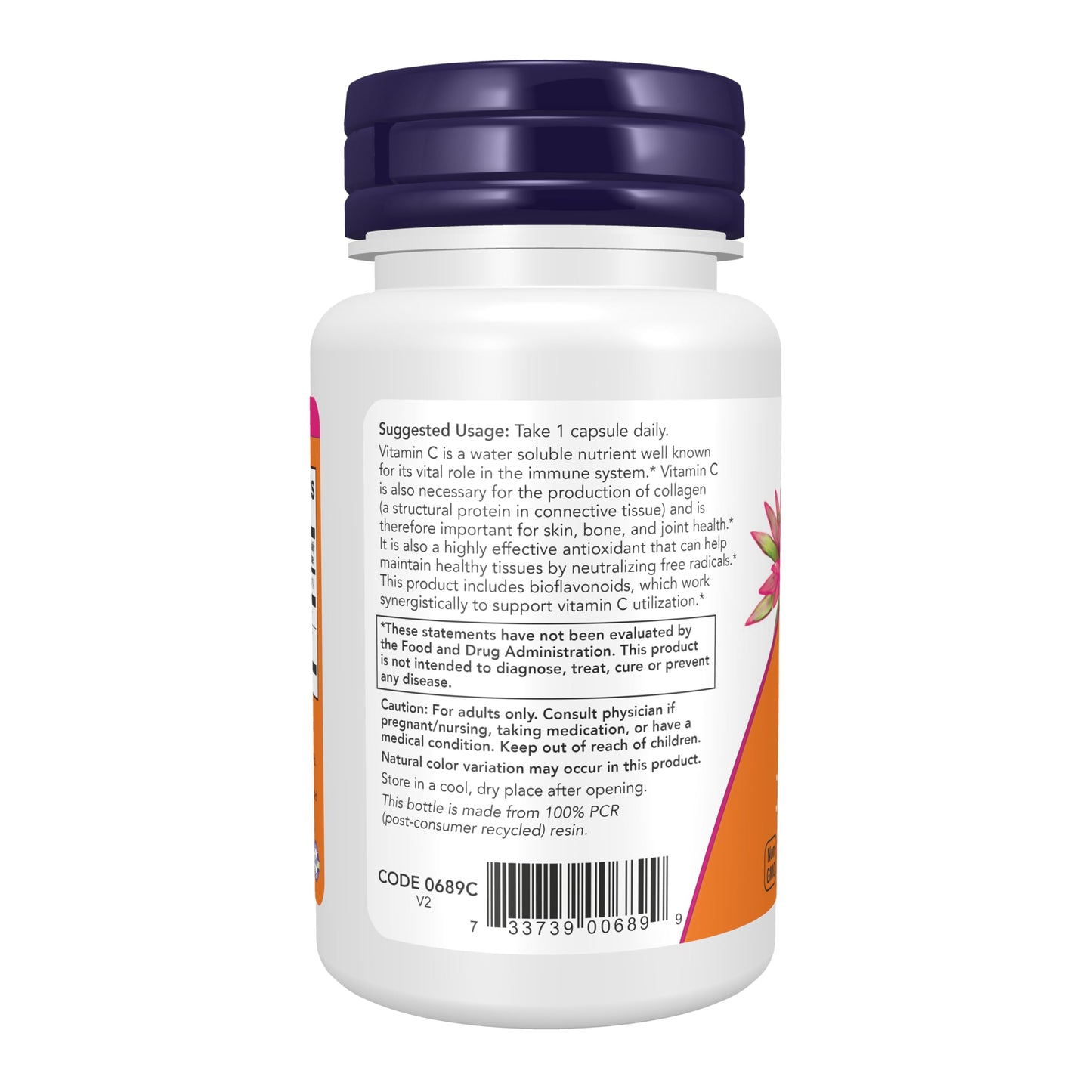 NOW Foods Vitamin C-1,000 with Rose Hips & Bioflavonoids, Antioxidant Protection*, 30 Veg Capsules