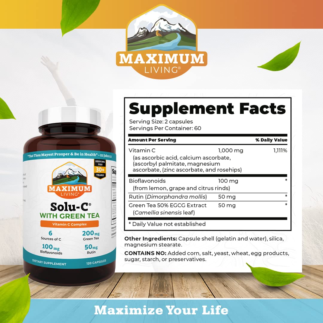 Maximum Living Solu-C with Green Tea Capsule, 120 Capsules