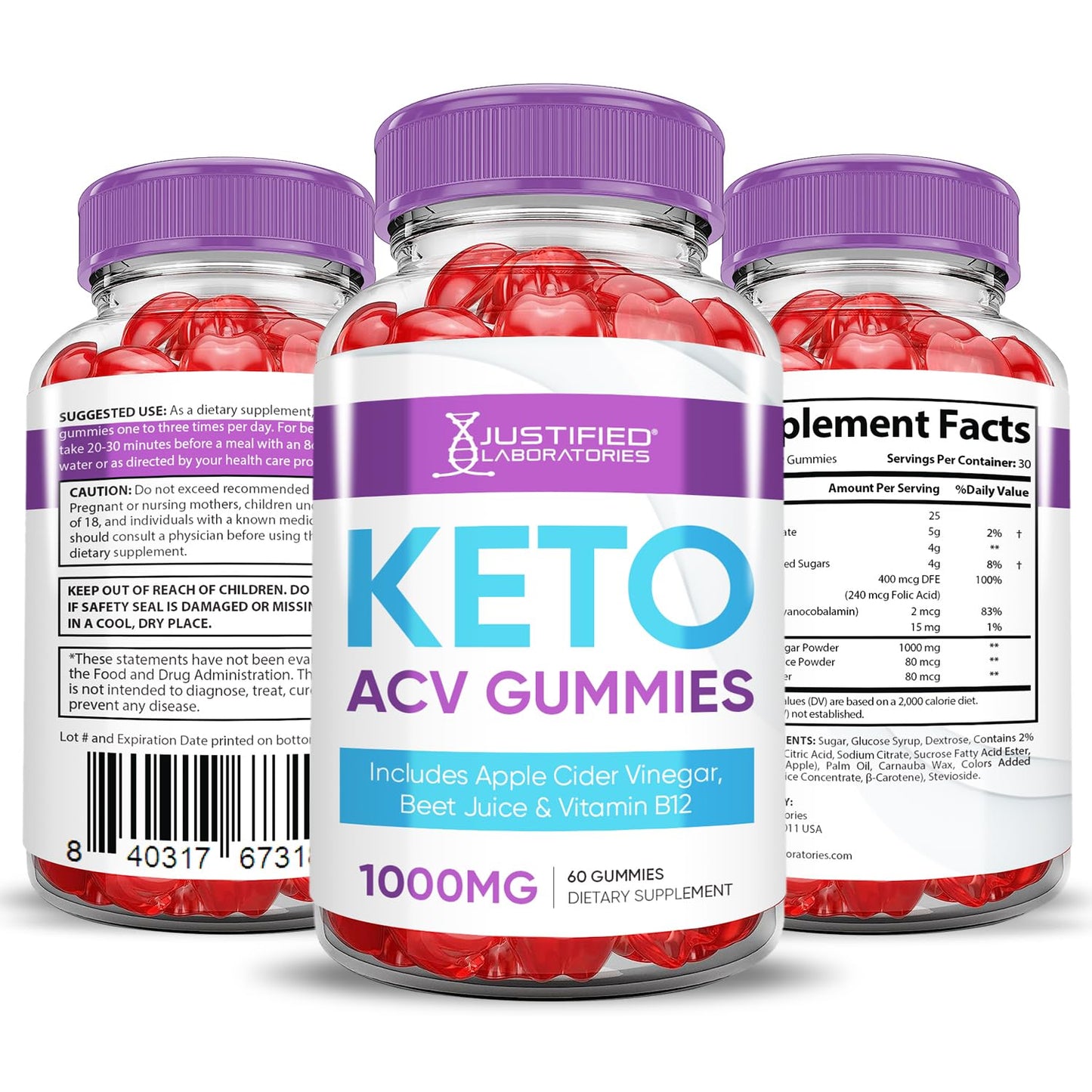 Justified Laboratories Keto ACV Gummies 120 Gummies