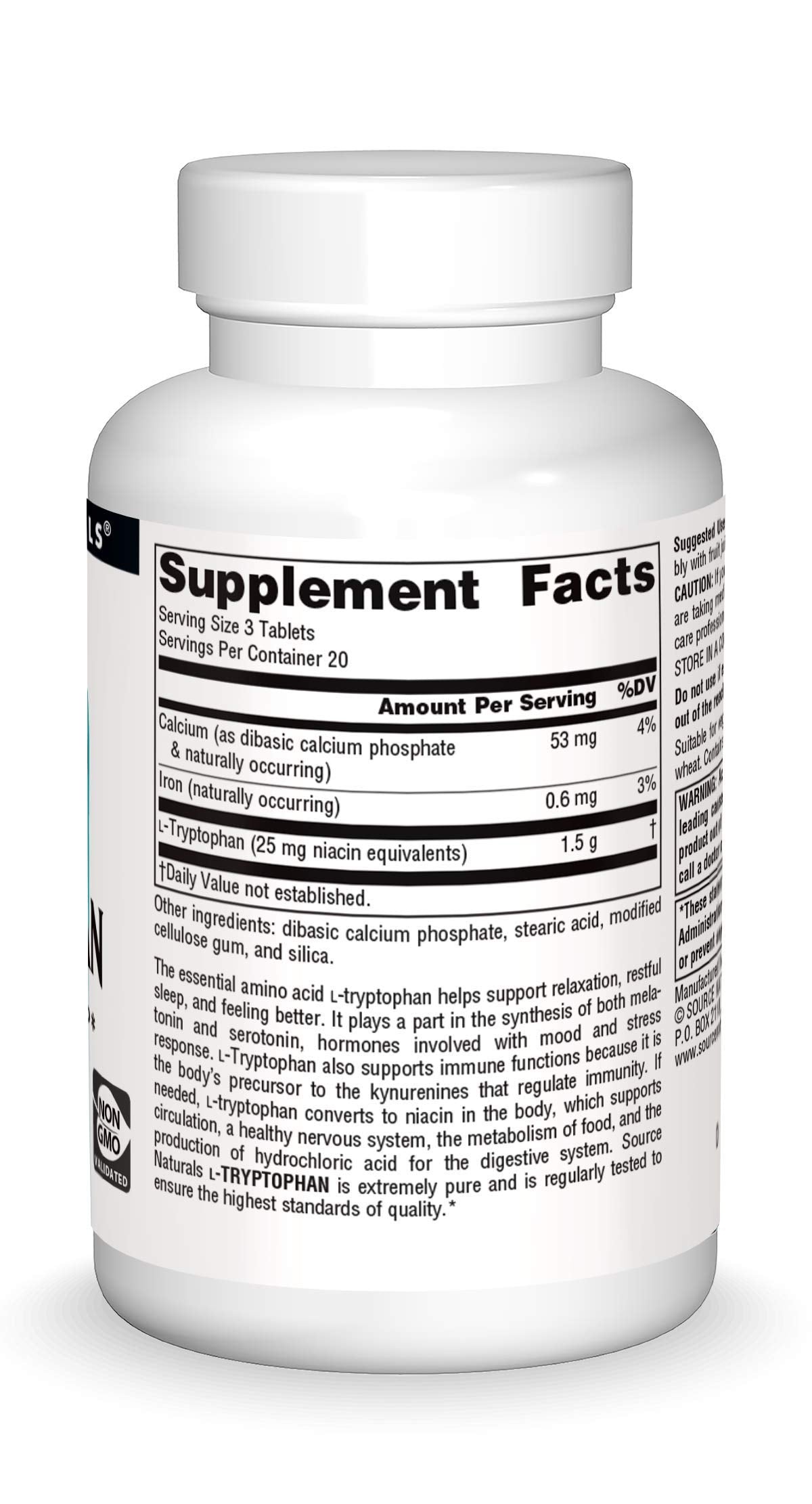 Source Naturals L-Tryptophan 500mg Tablet, 60 Tablets