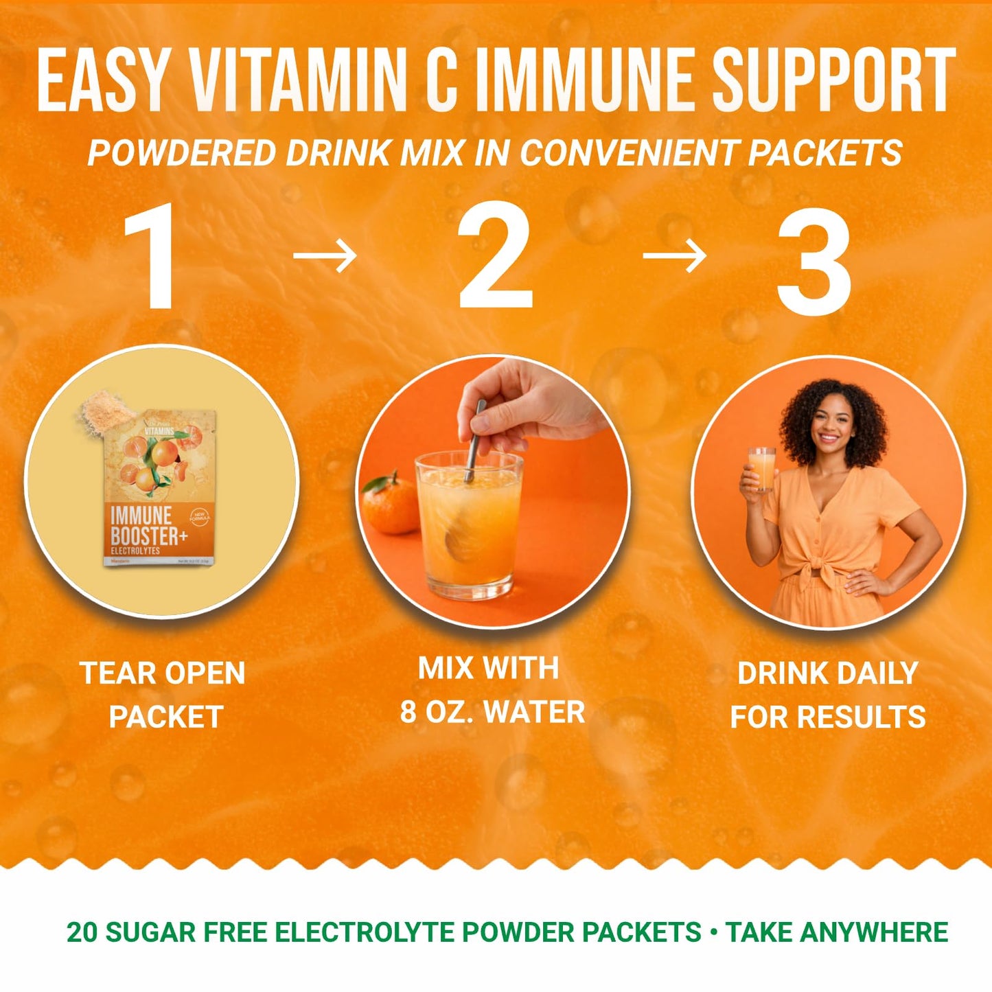 Dr. Price's Vitamins Immune Support Vitamin C Powder, Zinc, Mandarin, 2.5 Ounce