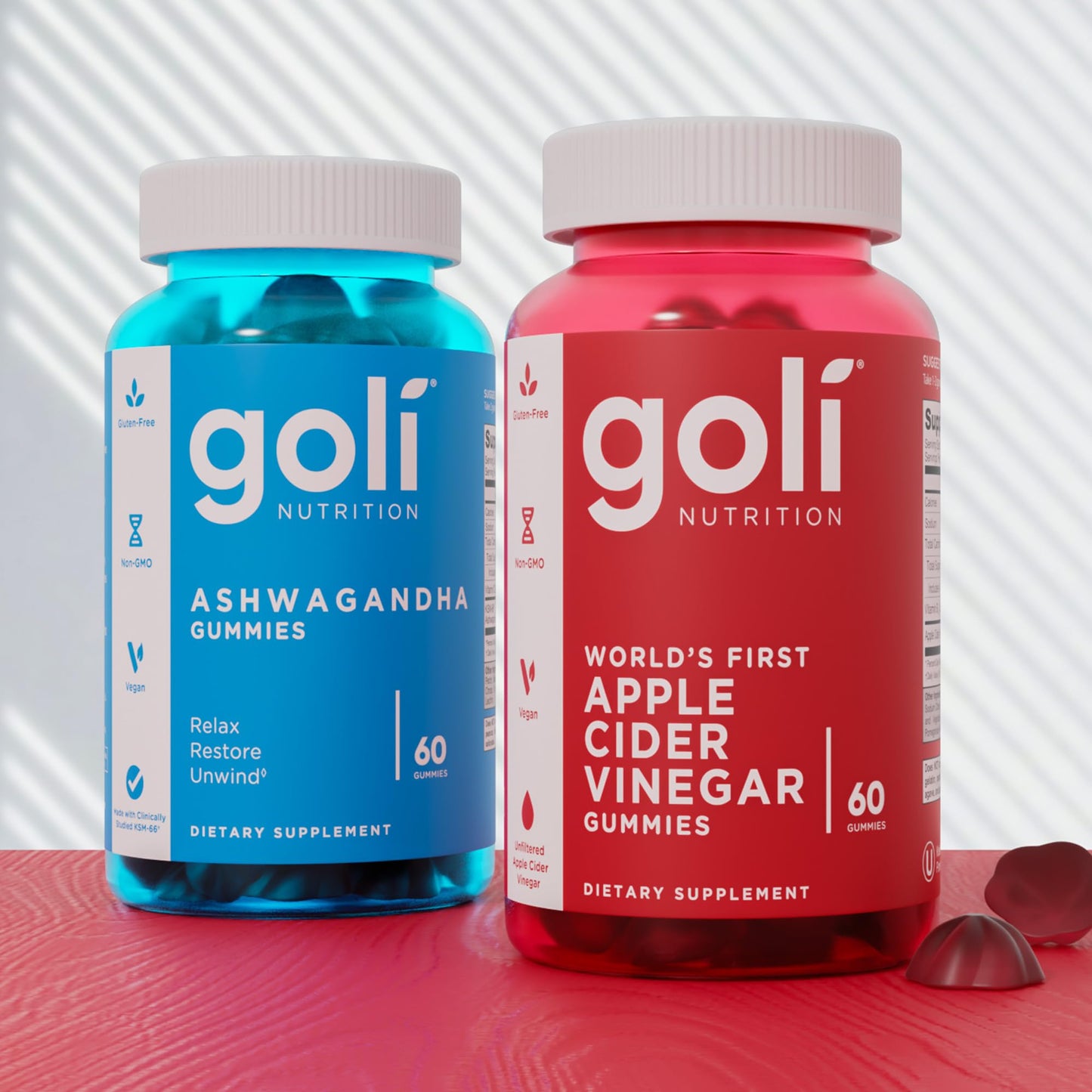 Goli Power Wellness Duo for Stress & Wellness Support – Apple Cider Vinegar & Ashwagandha Gummies with Vitamin B12 & Vitamin D, 120 Gummies