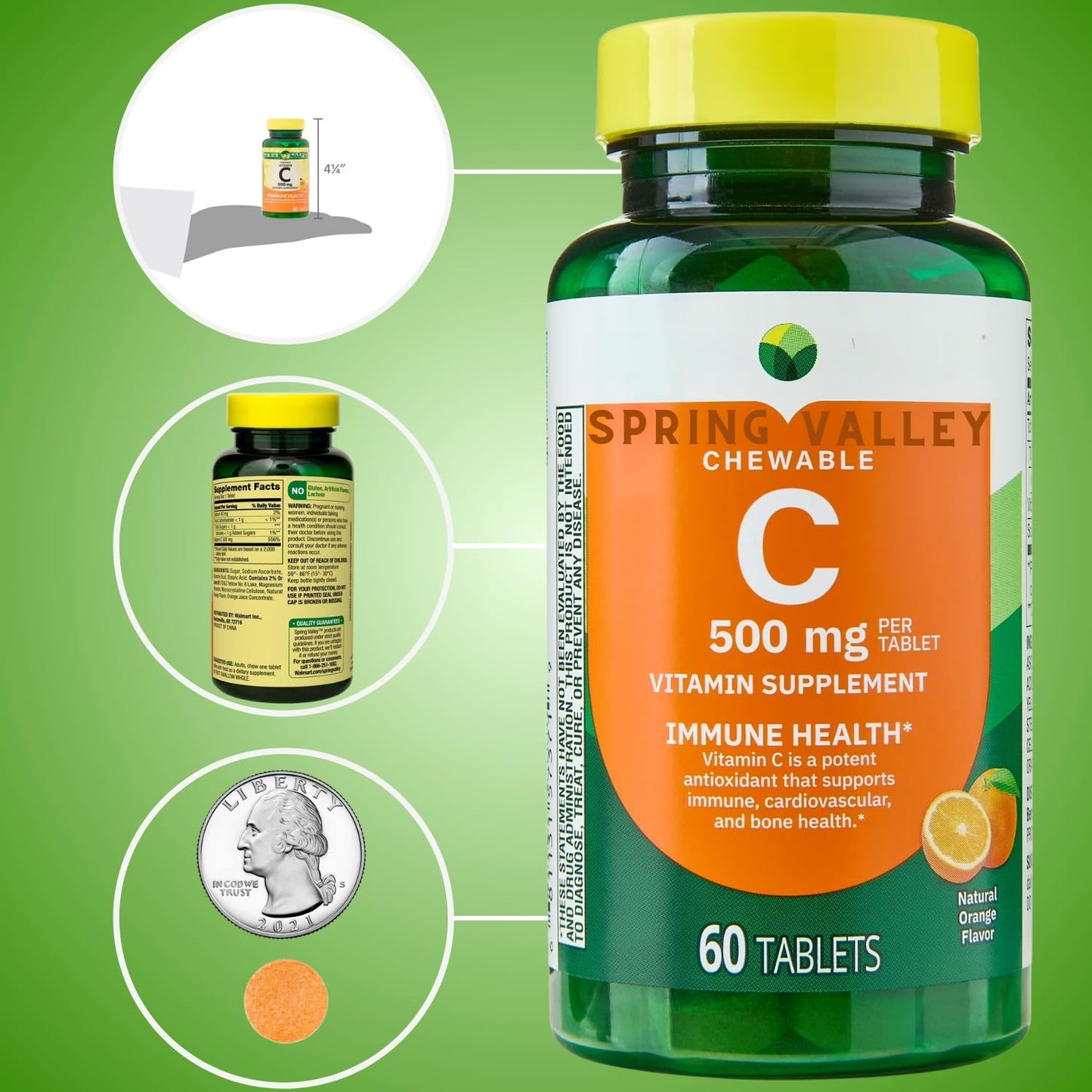Generic Vitamin C Immune Health Dietary Supplement Tablet, 60 Tablets