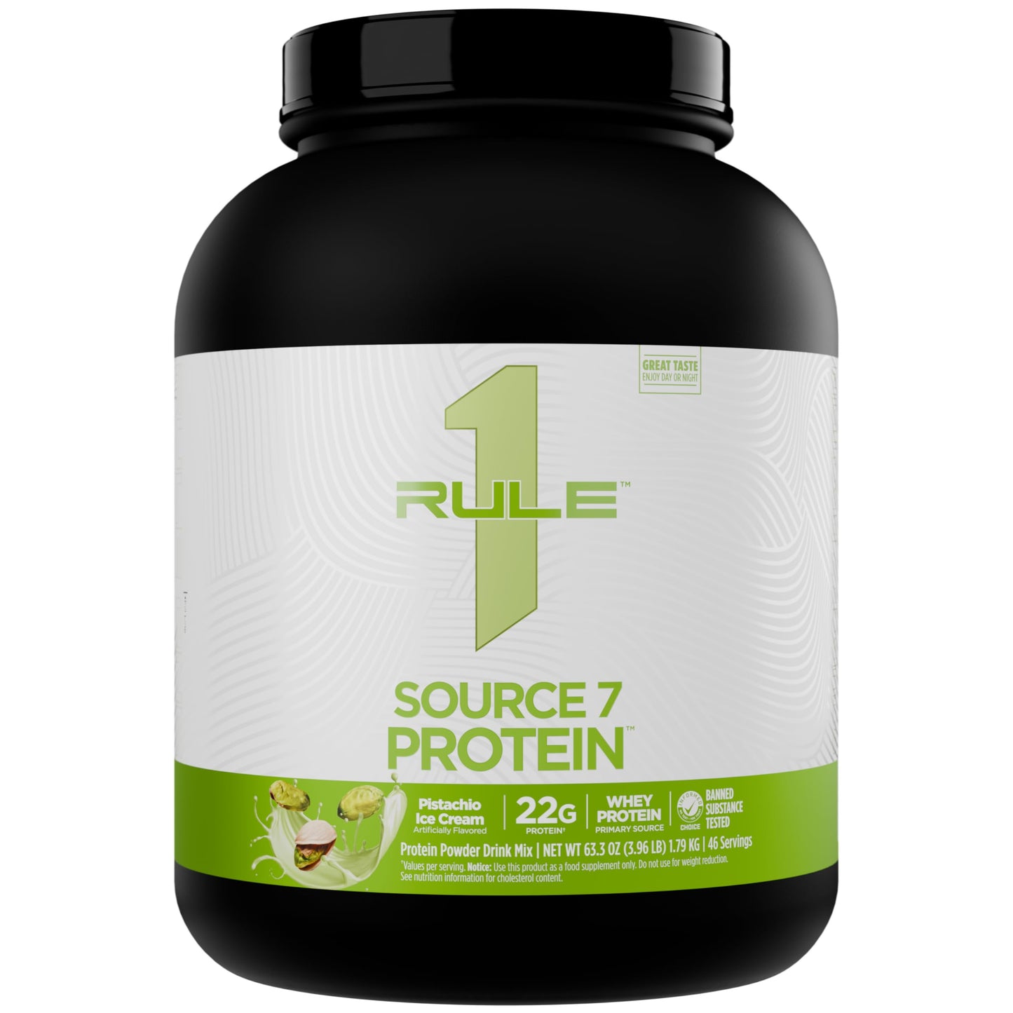 Rule 1 Proteins Source 7 Protein Powder, Pistachio Ice Cream, 63 Servings