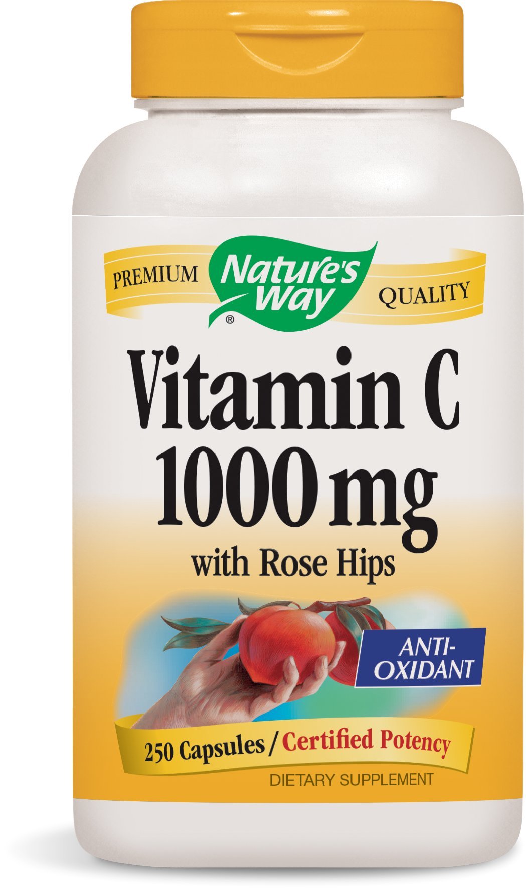Nature's Way Vitamin C 1000 with Rose Hips Capsules, 250 Count