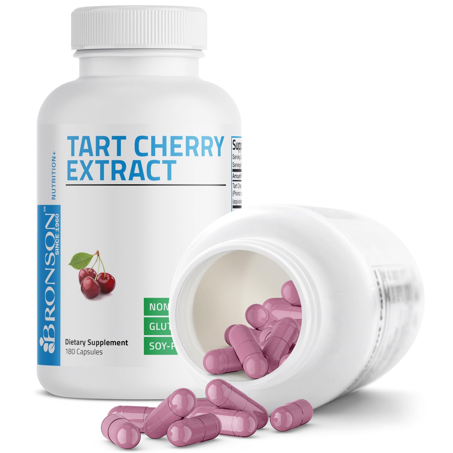 Bronson Tart Cherry Extract Capsules with Antioxidants and Flavonoids Non-GMO, 180 Count