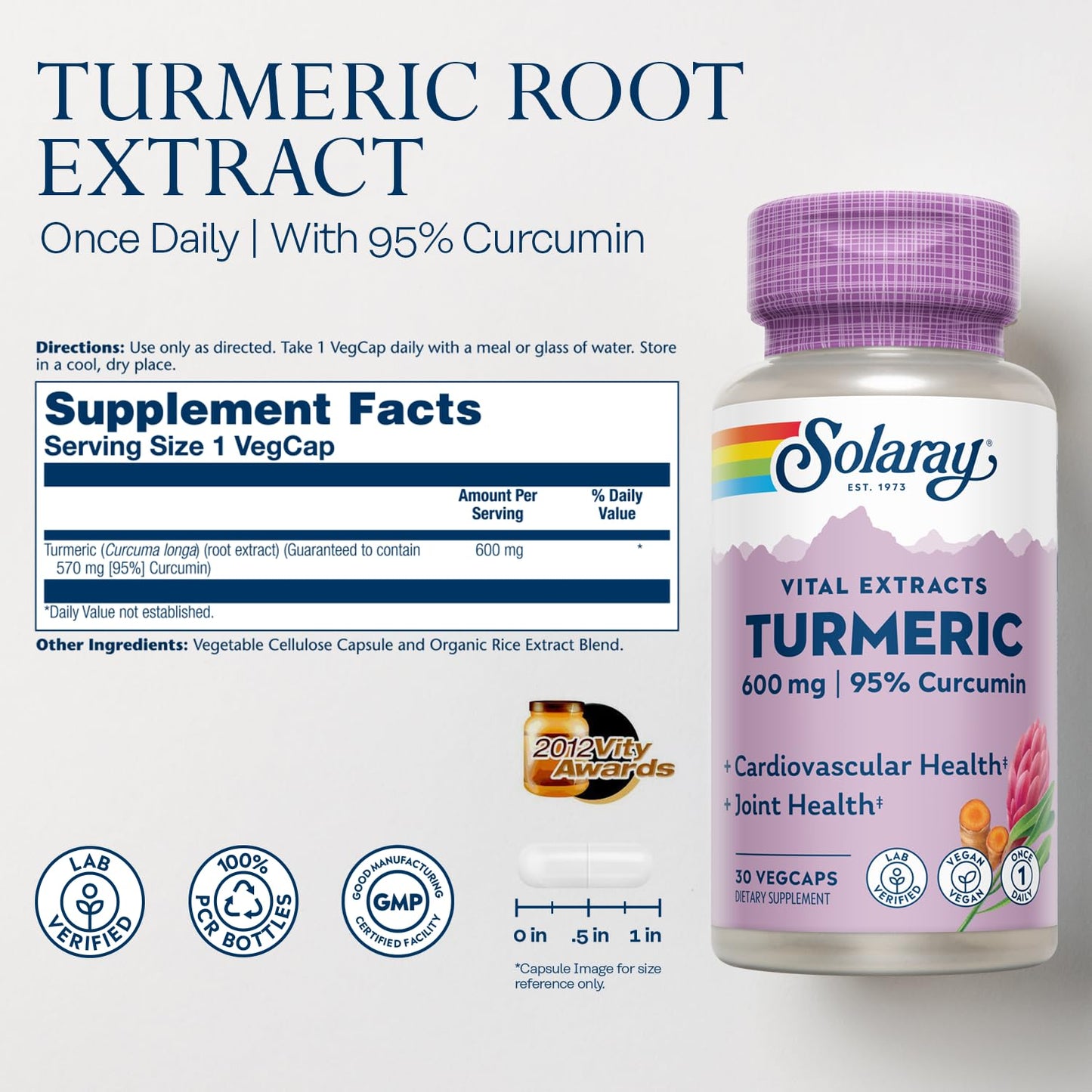 SOLARAY Turmeric 600 mg 30 Capsules