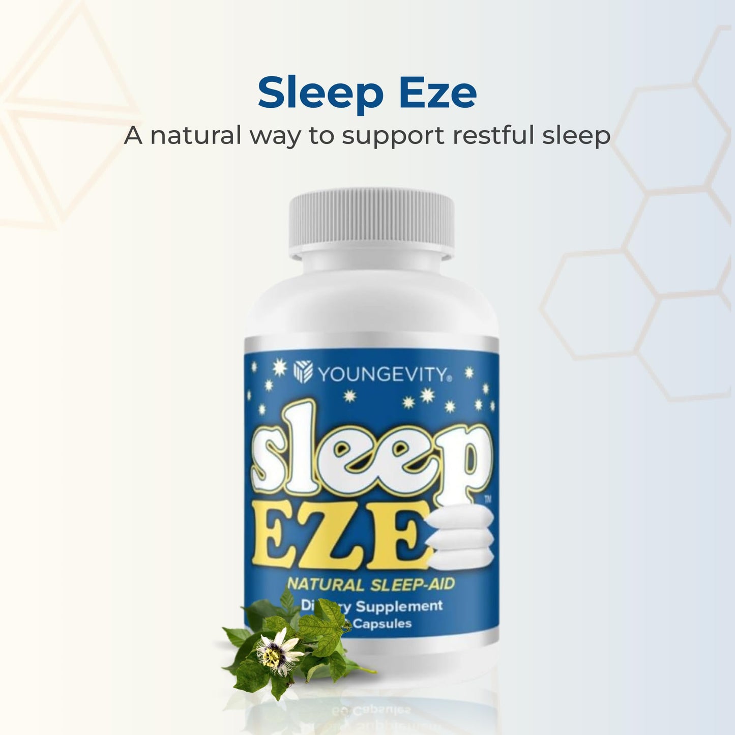 Youngevity Sleep Eze Natural Sleep Support - Valerian Root, Passion Flower, 5-HTP, Melatonin - Non-Habit Forming, 60 Capsules