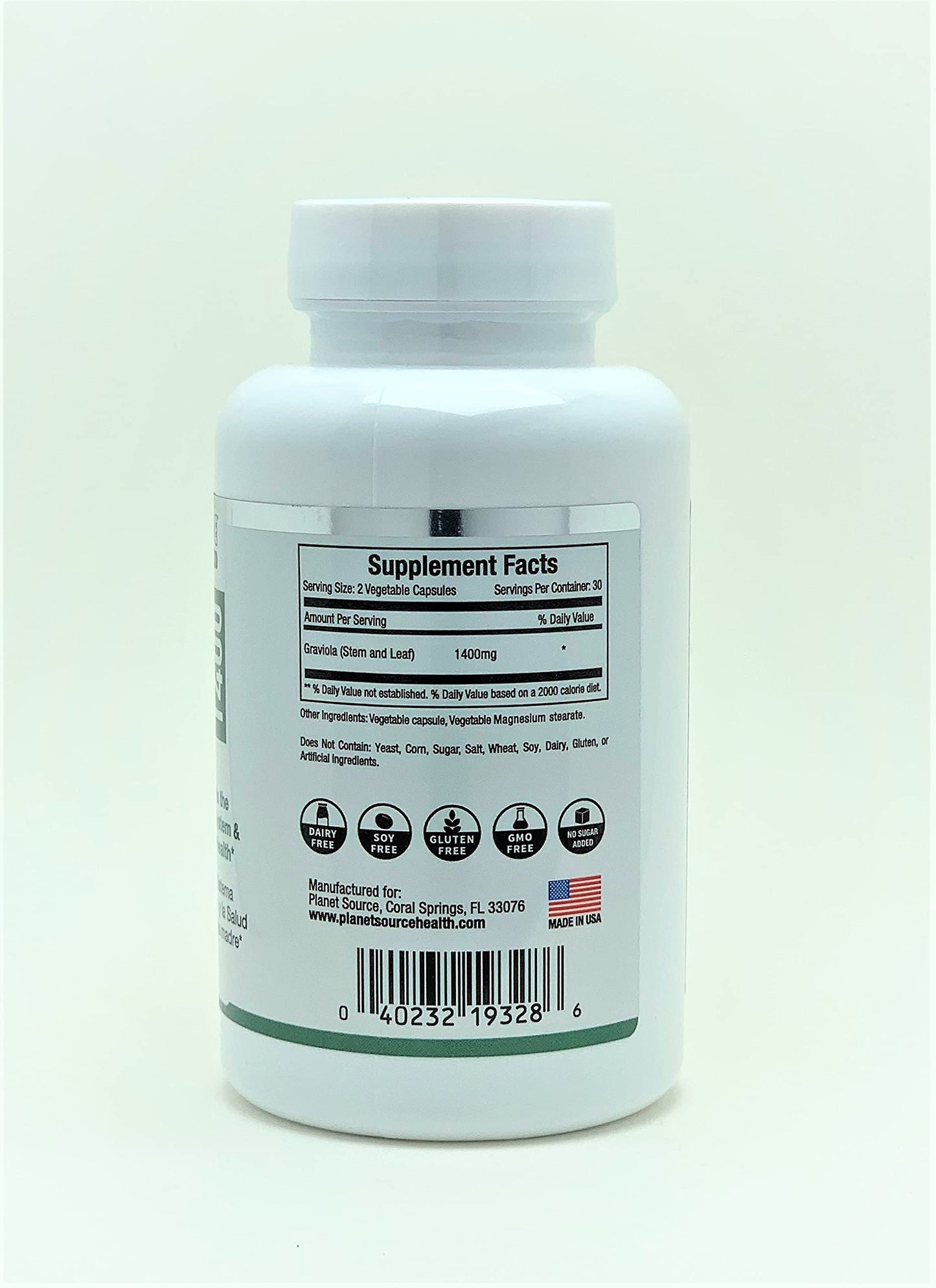 Planet Source Graviola Leaf - Annona Muritcata Capsules 60 Count