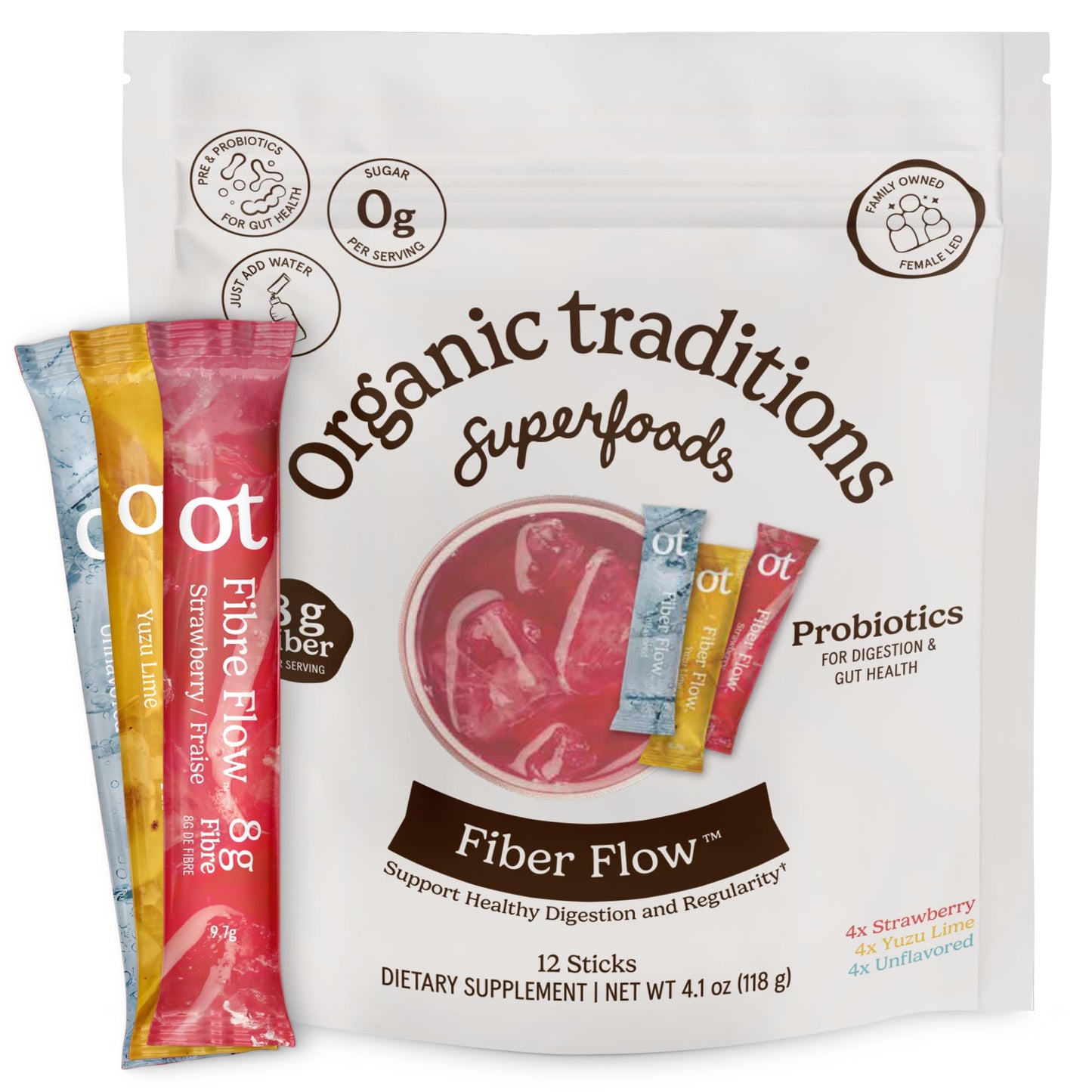 Organic Traditions Fiber Flow Variety Pack Powder 4.16 oz