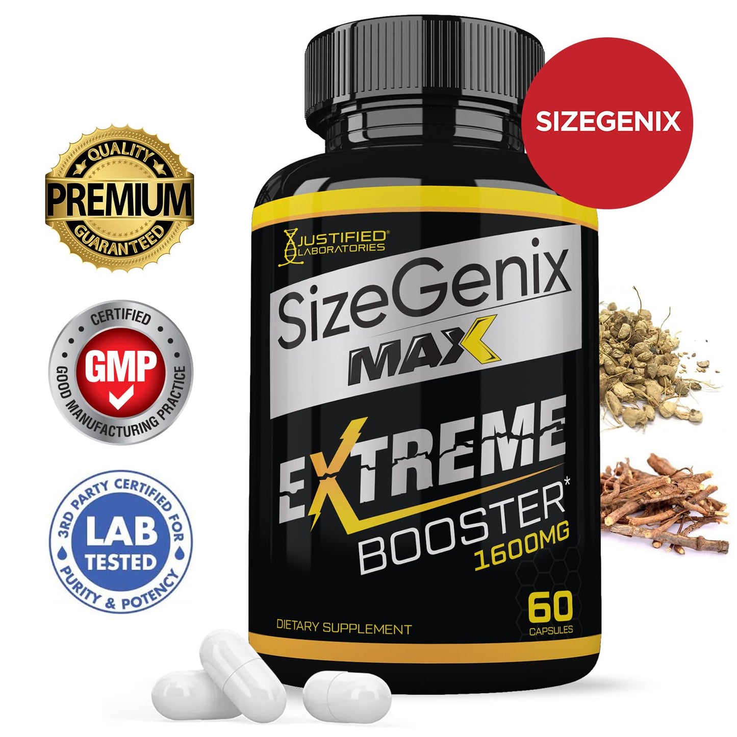 Justified Laboratories Sizegenix Max 1600MG Advanced Men's Health Formula 120 Capsules