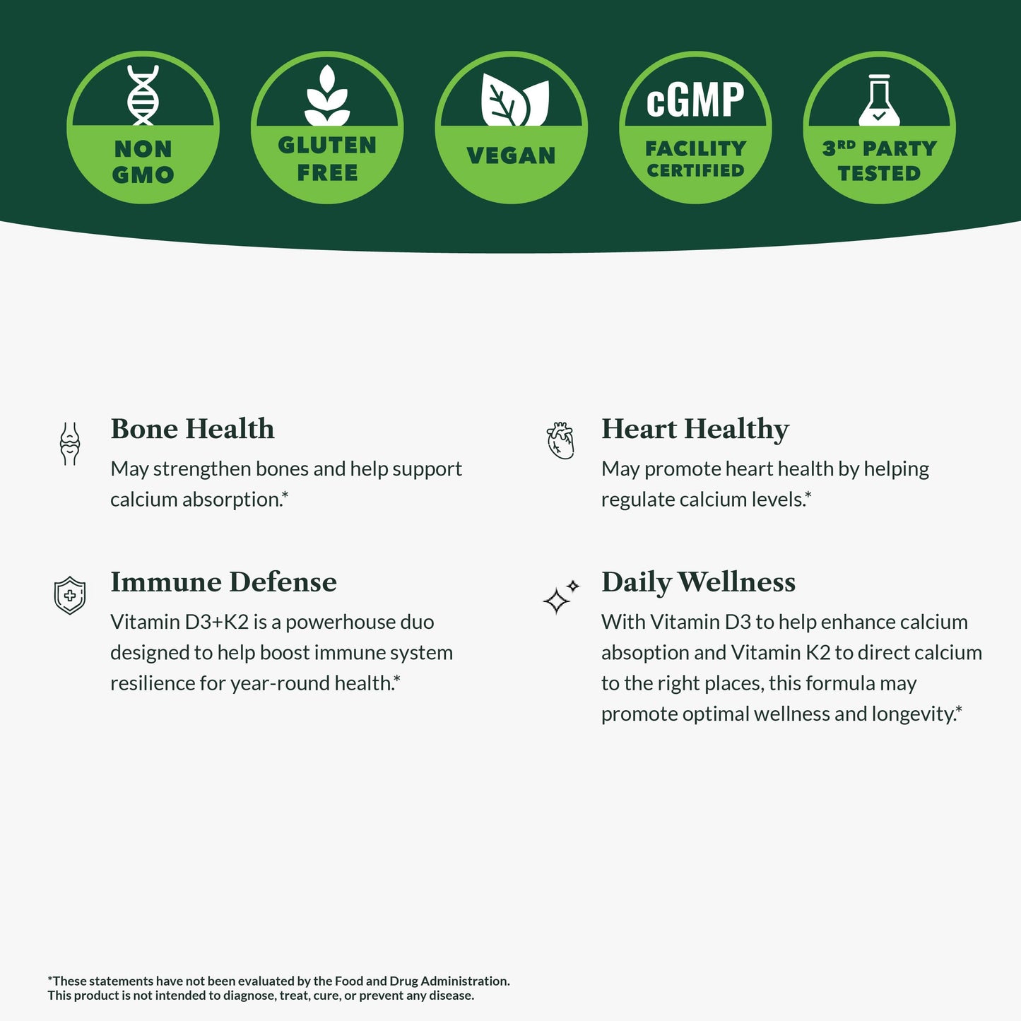 Greens First Vitamin D3+K2 60 Vegetable Capsules