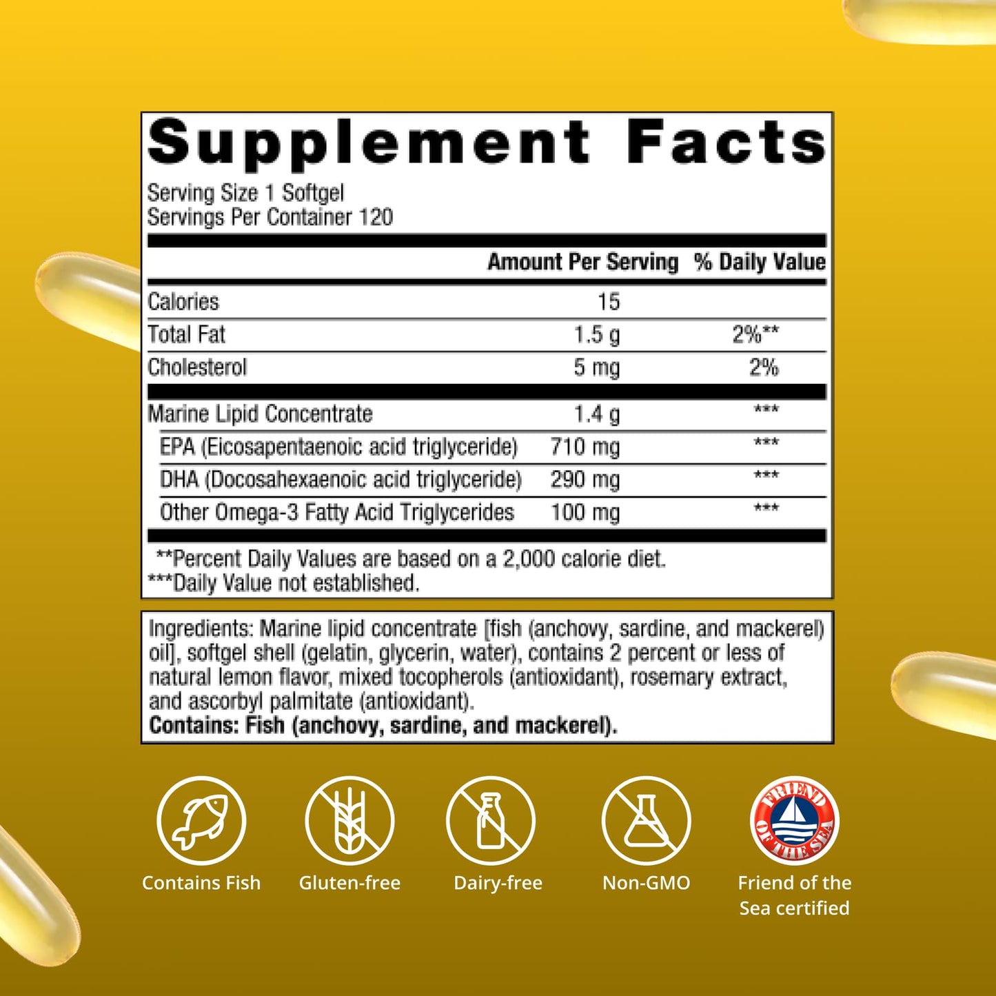 Metagenics OmegaGenics Omega-3 Fish Oil 1000mg EPA DHA High Potency Omega-3 Supplement for Heart, Brain & Joint Health Sustainably Sourced 120 Softgels