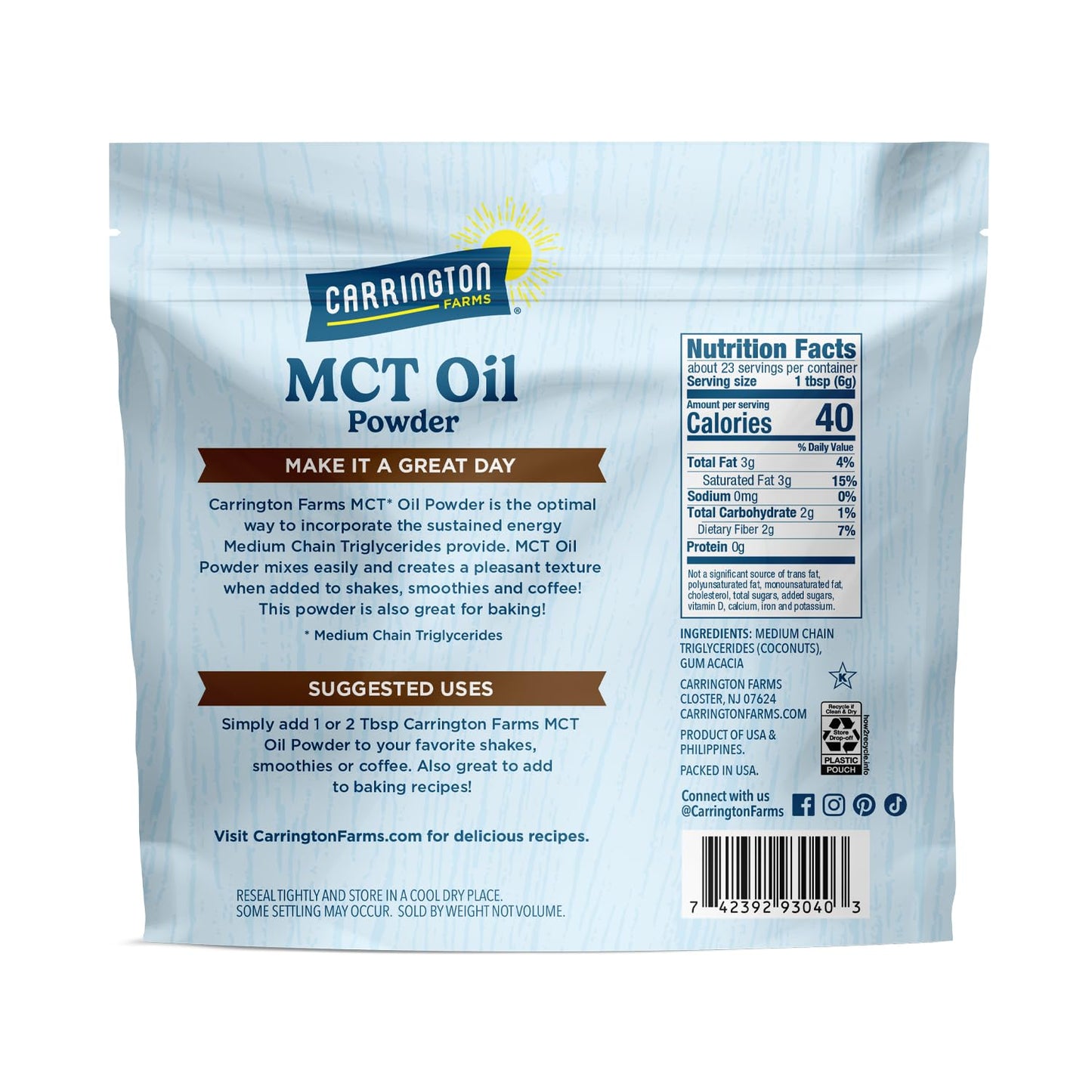 Carrington Farms Organic MCT Oil Powder, 5 Ounce