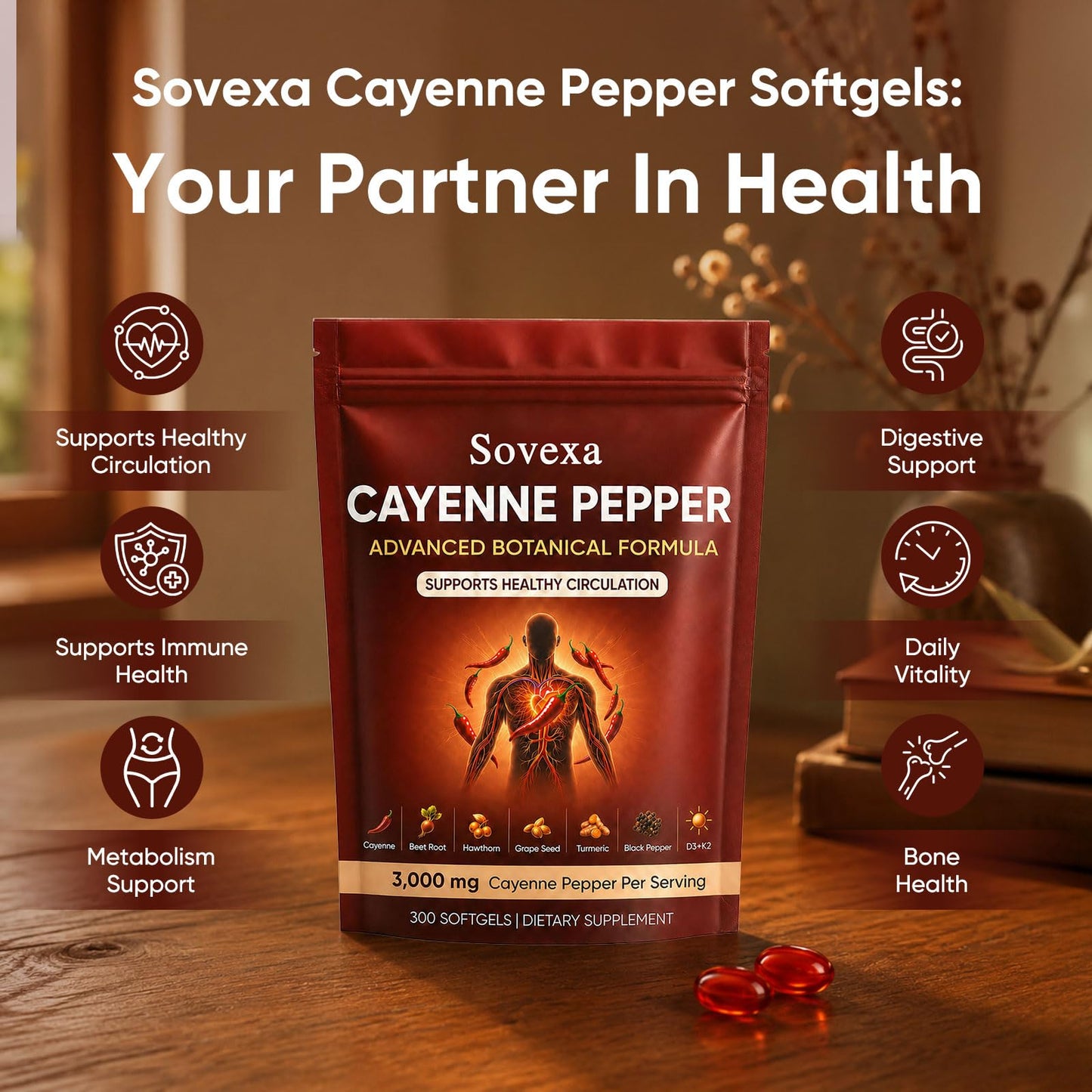 Sovexa Cayenne Pepper Softgels 1 Count