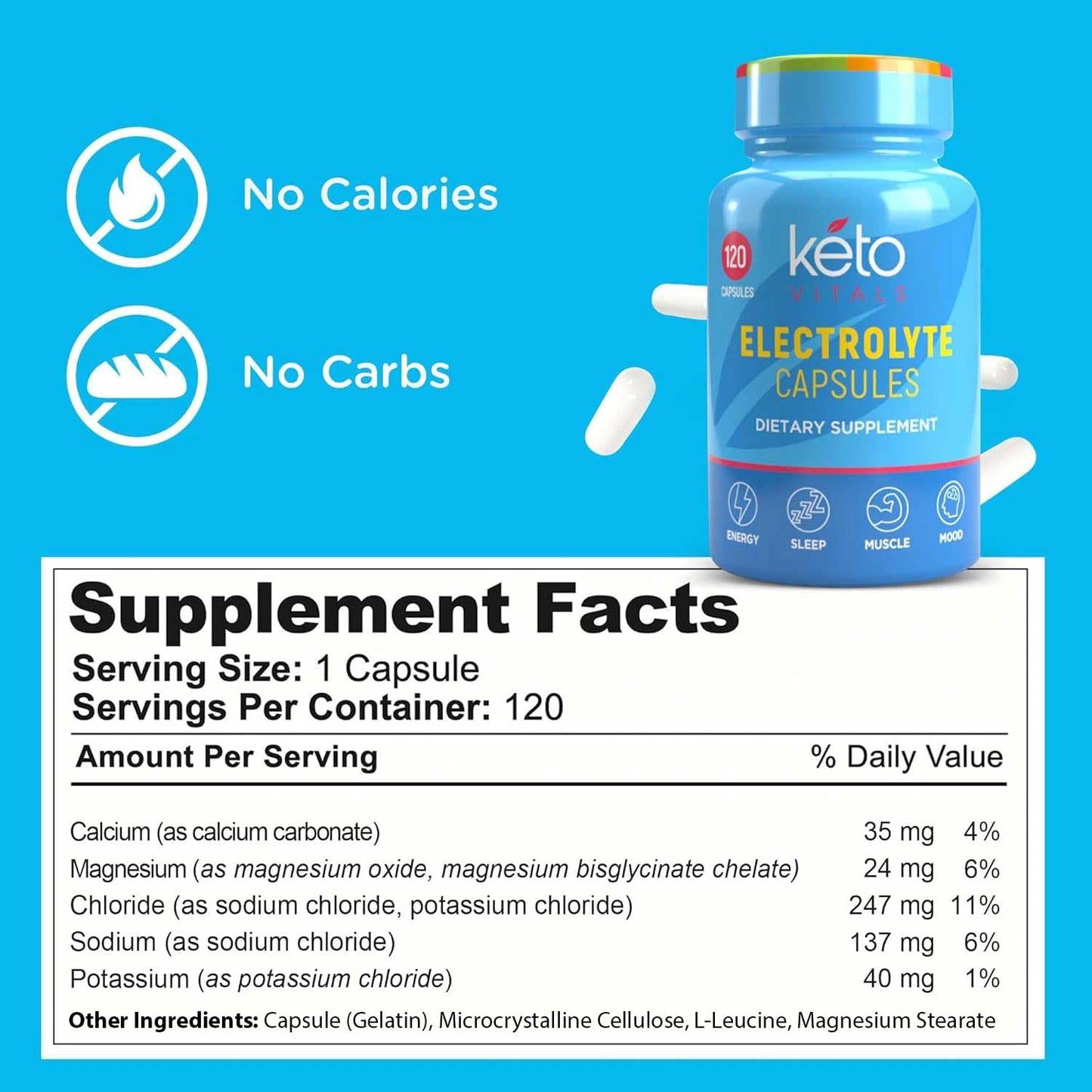 Keto Vitals Electrolyte Capsules 120 Count