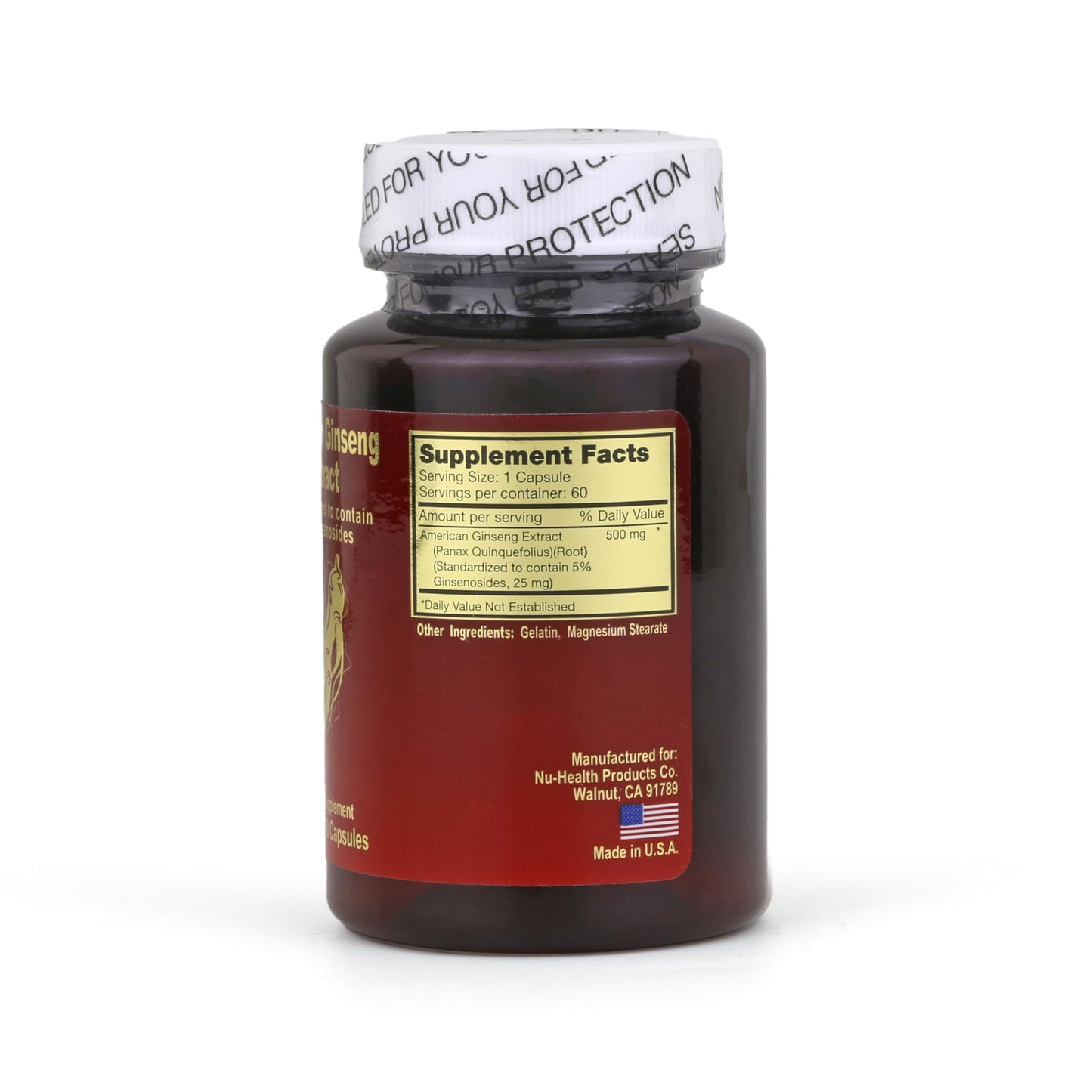 Nu-Health American Ginseng 500mg, 5% Ginsenosides, 60 Capsules