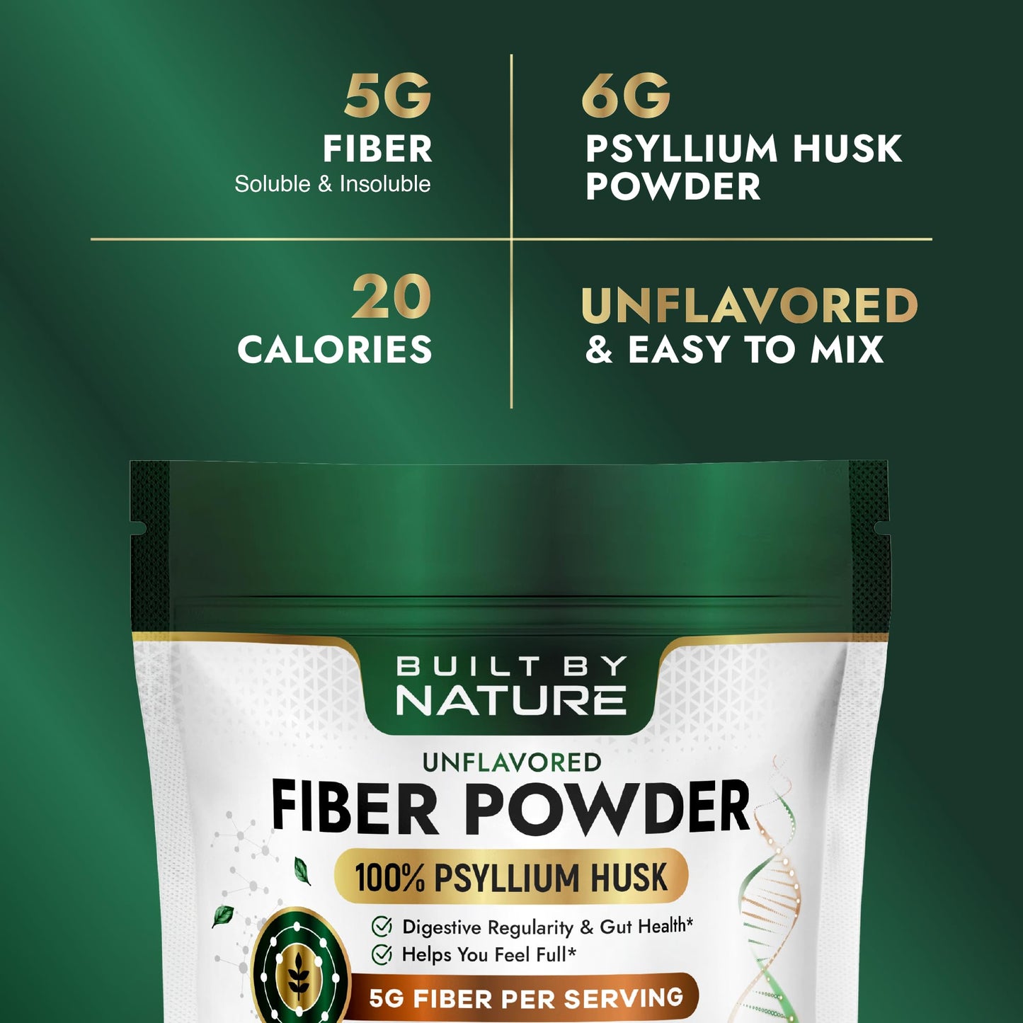 Built by Nature Psyllium Husk Fiber Powder 6.35 oz