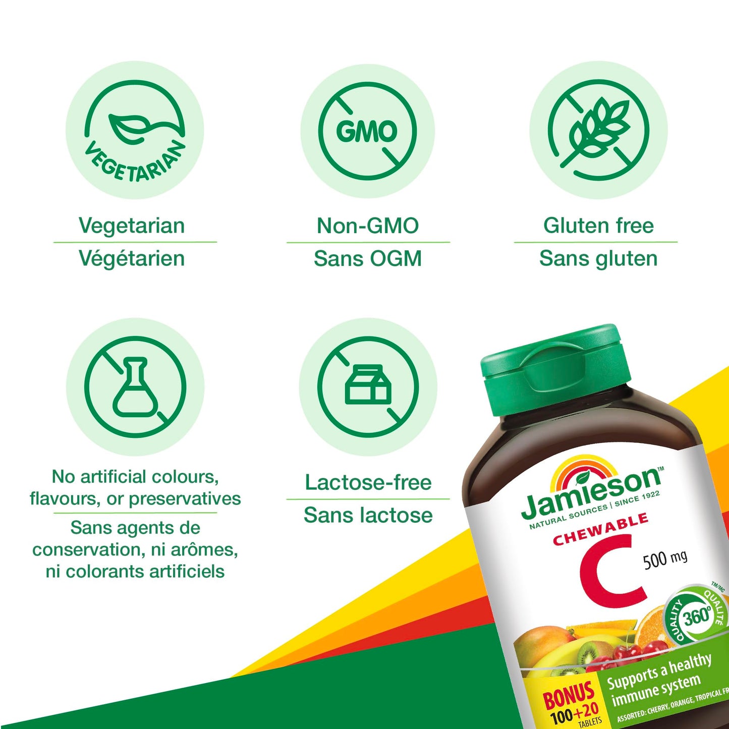 Jamieson Vitamin C Chewable 500mg, 120 Chewables