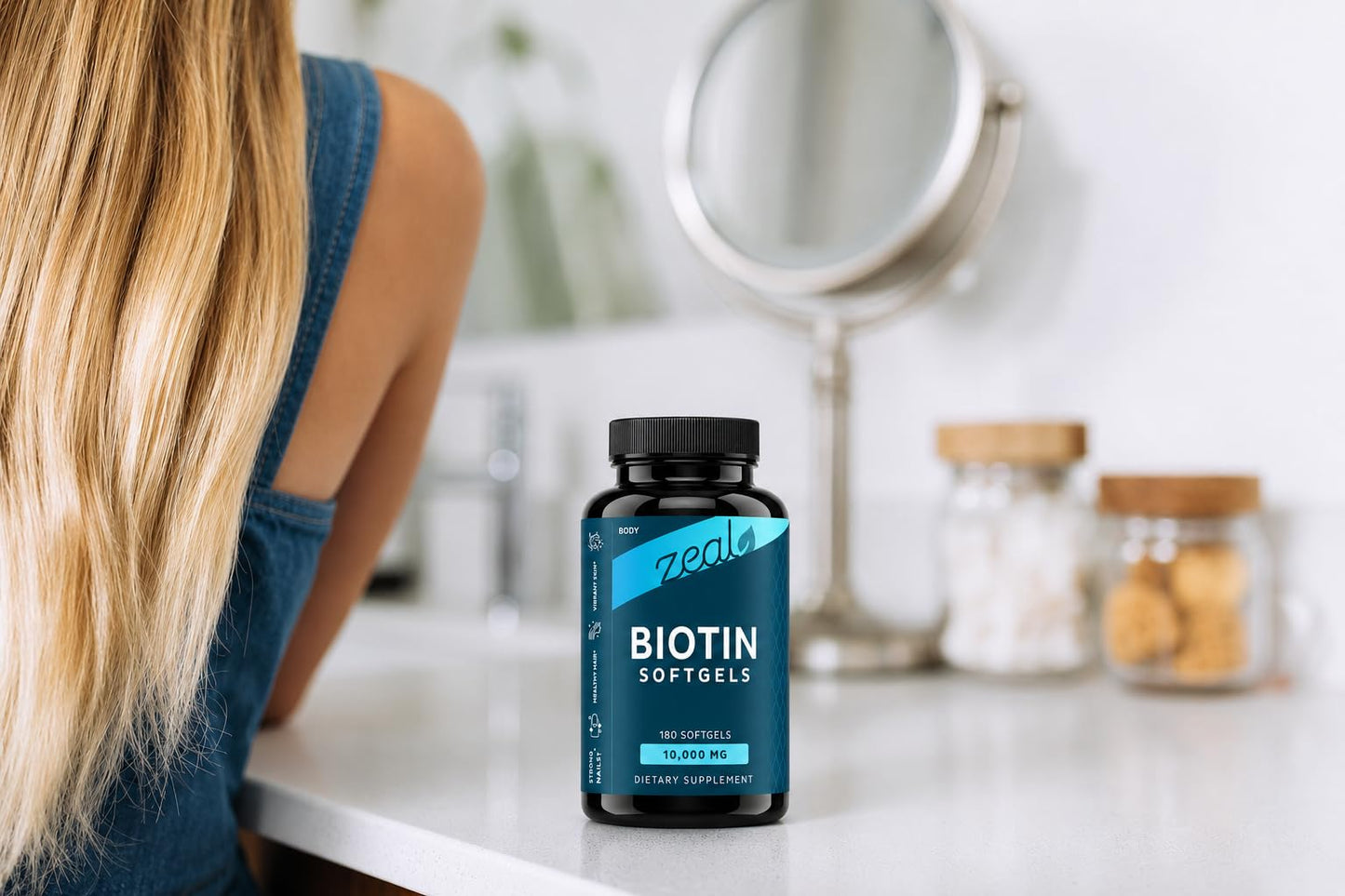 Zeal Naturals Biotin 10000mcg Oil Softgels, 180 Gel Capsules
