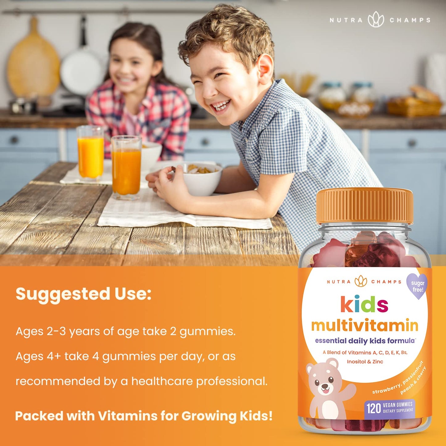 NutraChamps Kids Multivitamin Gummy 120 Count