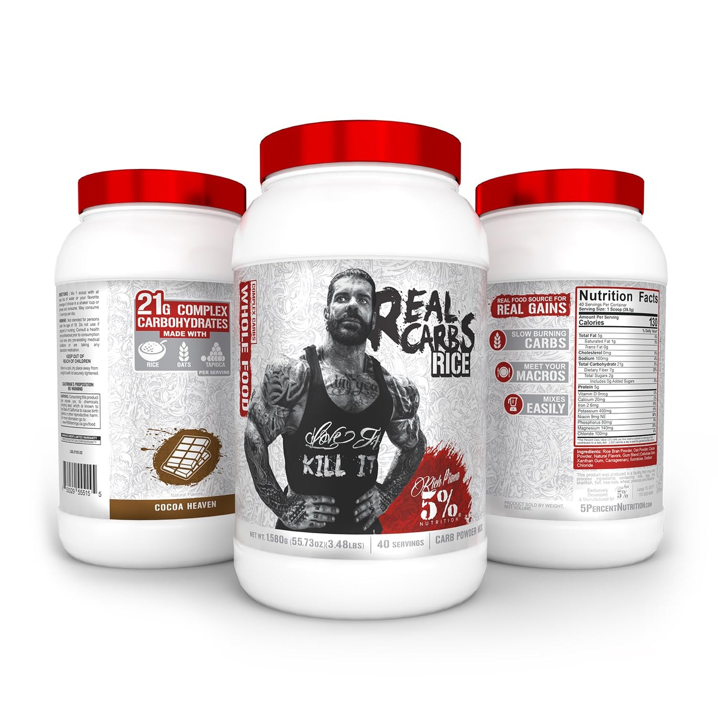 5% Nutrition Rich Piana Real Carbs Rice with Real Food Complex Carbohydrates Powder, 40 Servings