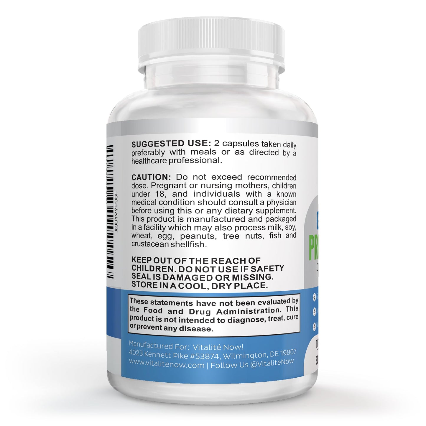 Vitalité Now! Premium Probiotic Plus Ultimate Prebiotic Capsule - Gut Biome Builder & Restoration 60 Count