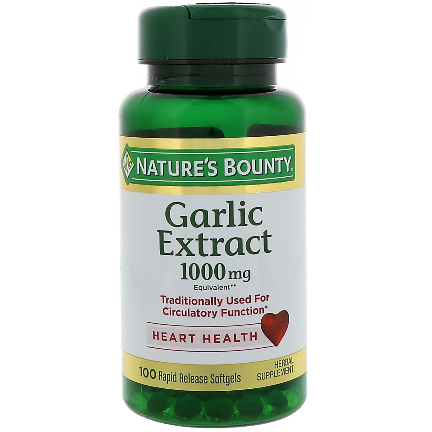 Nature's Bounty Garlic Extract Softgels, 100 Count