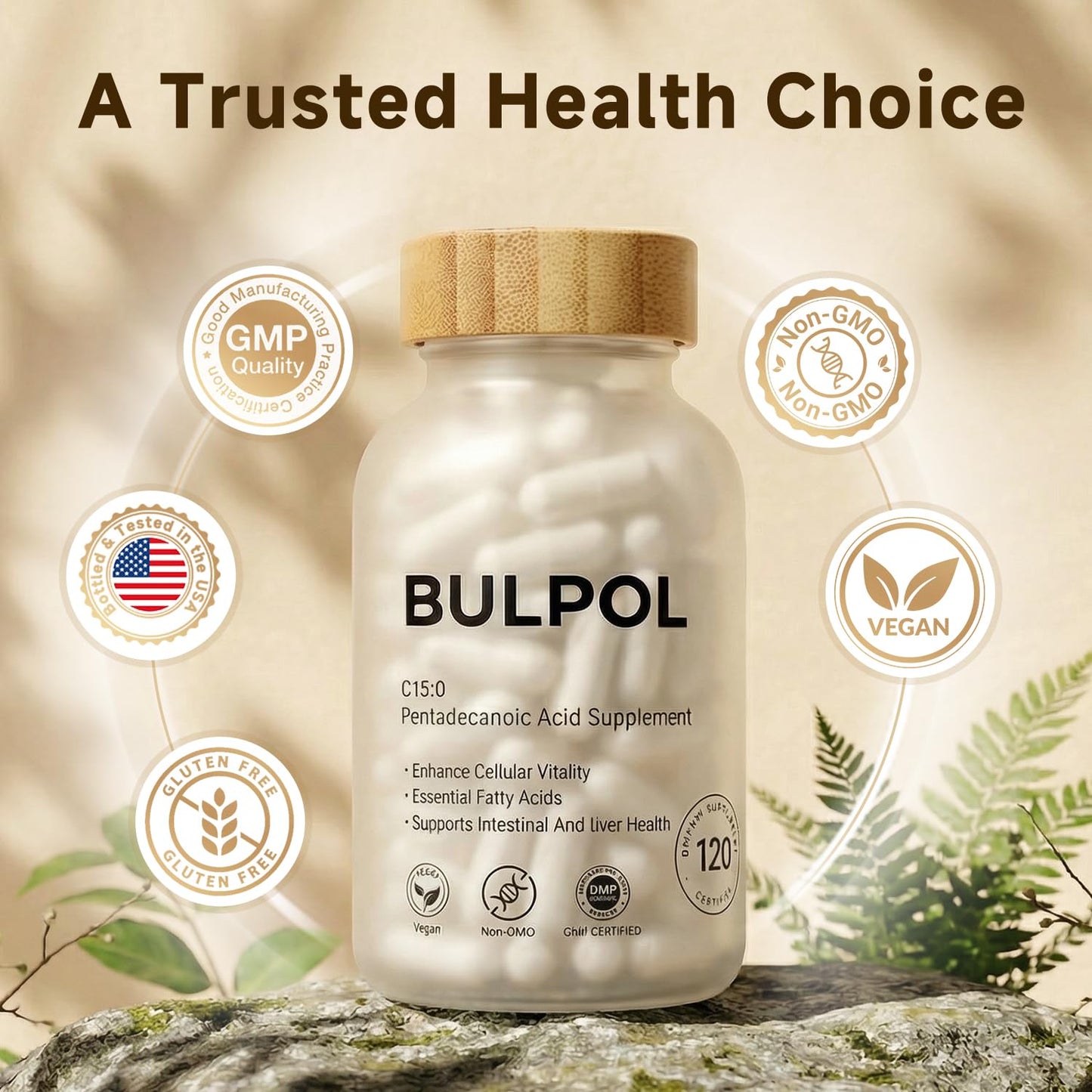 BULPOL Pentadecanoic Acid (C15:0) Capsules, 300 mg per Serving, 120 Capsules